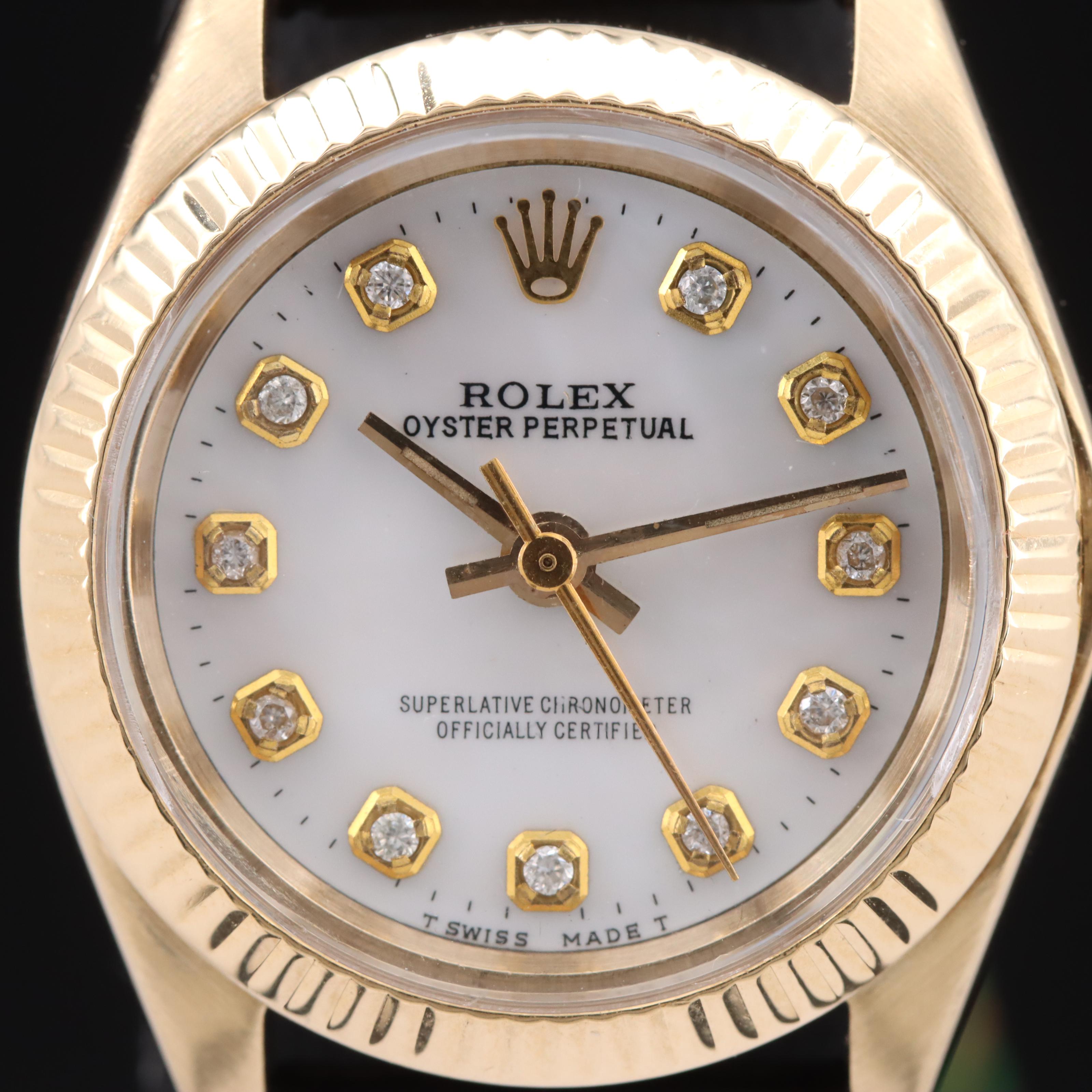 1975 Rolex Oyster Perpetual 14K Diamond Watch