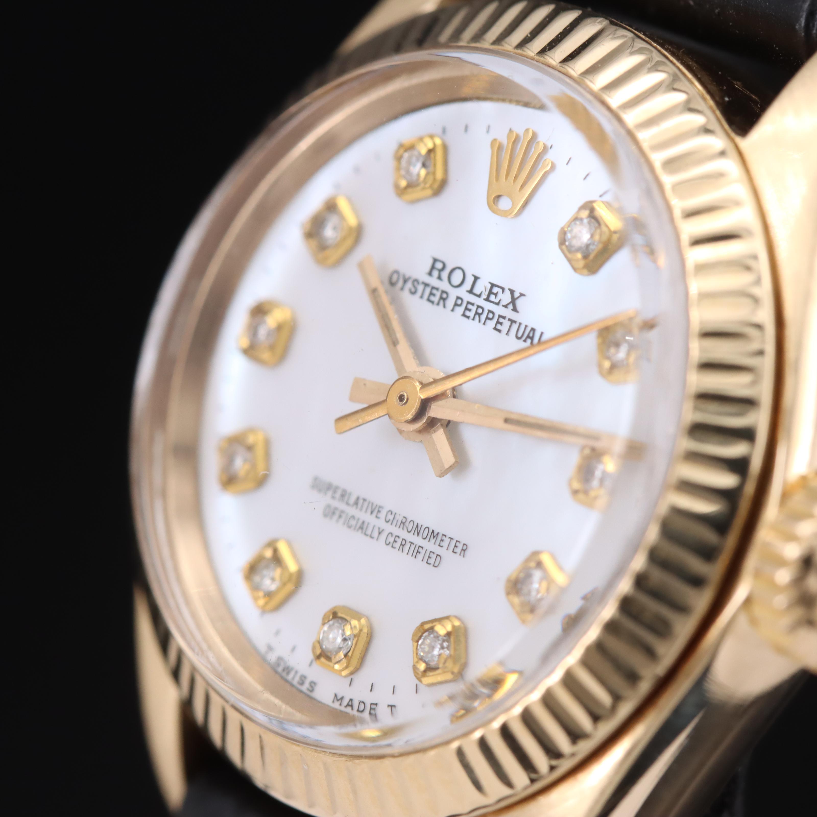 1975 Rolex Oyster Perpetual 14K Diamond Watch