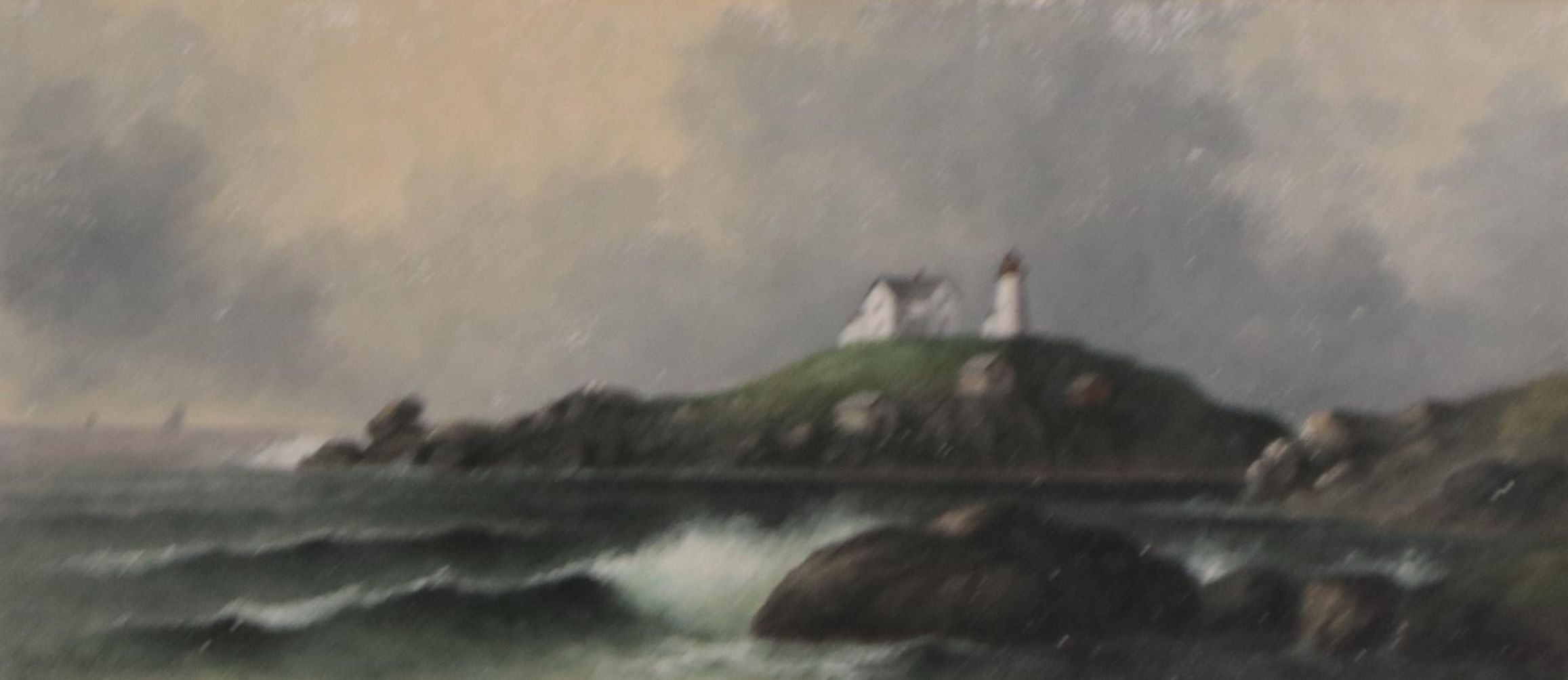 George McConnell Seascape Oil Painting With Lighthouse