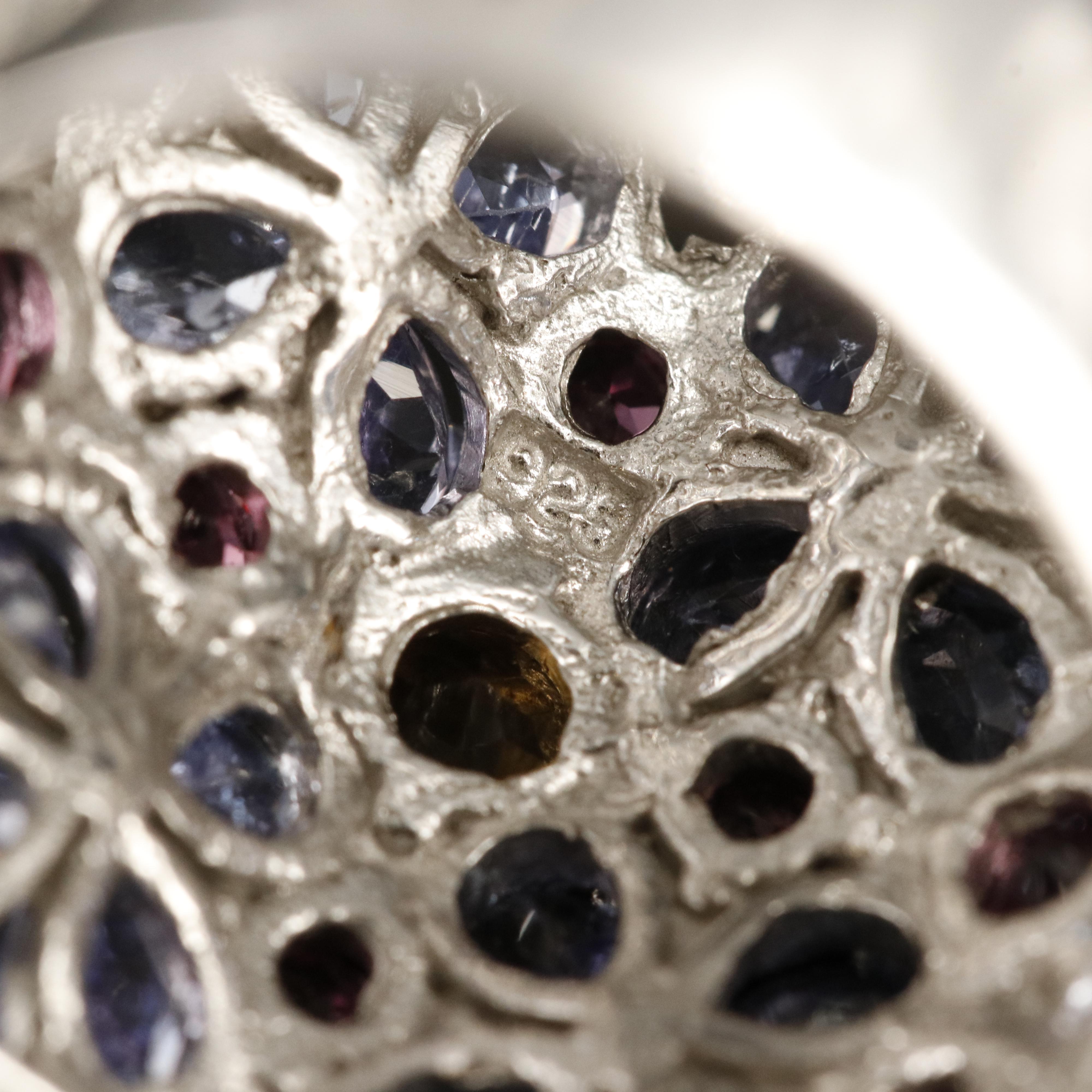 Sterling Citrine, Tanzanite and Garnet Floral Ring