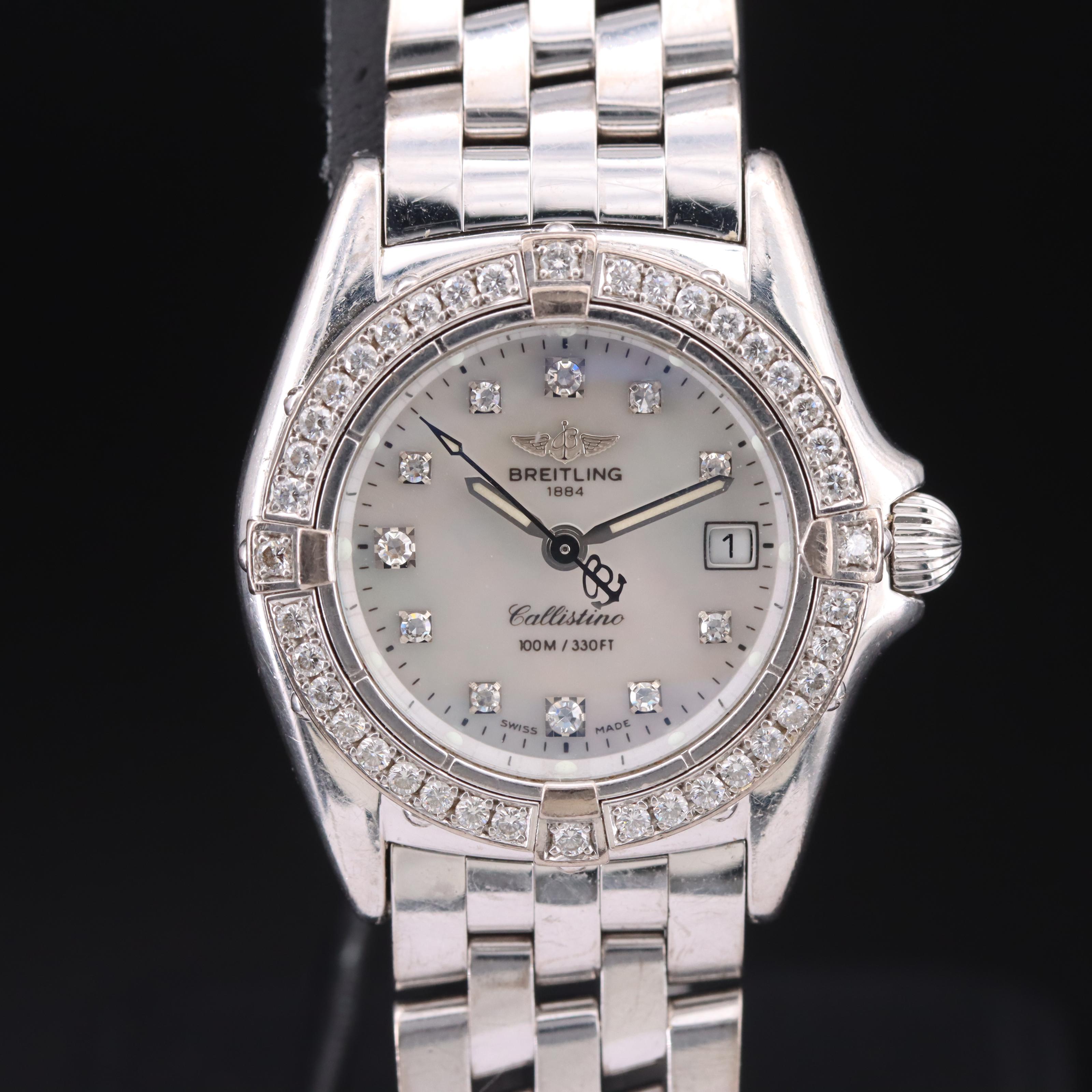 18k Breitling Callistino Mother-of-Pearl and Diamond Watch