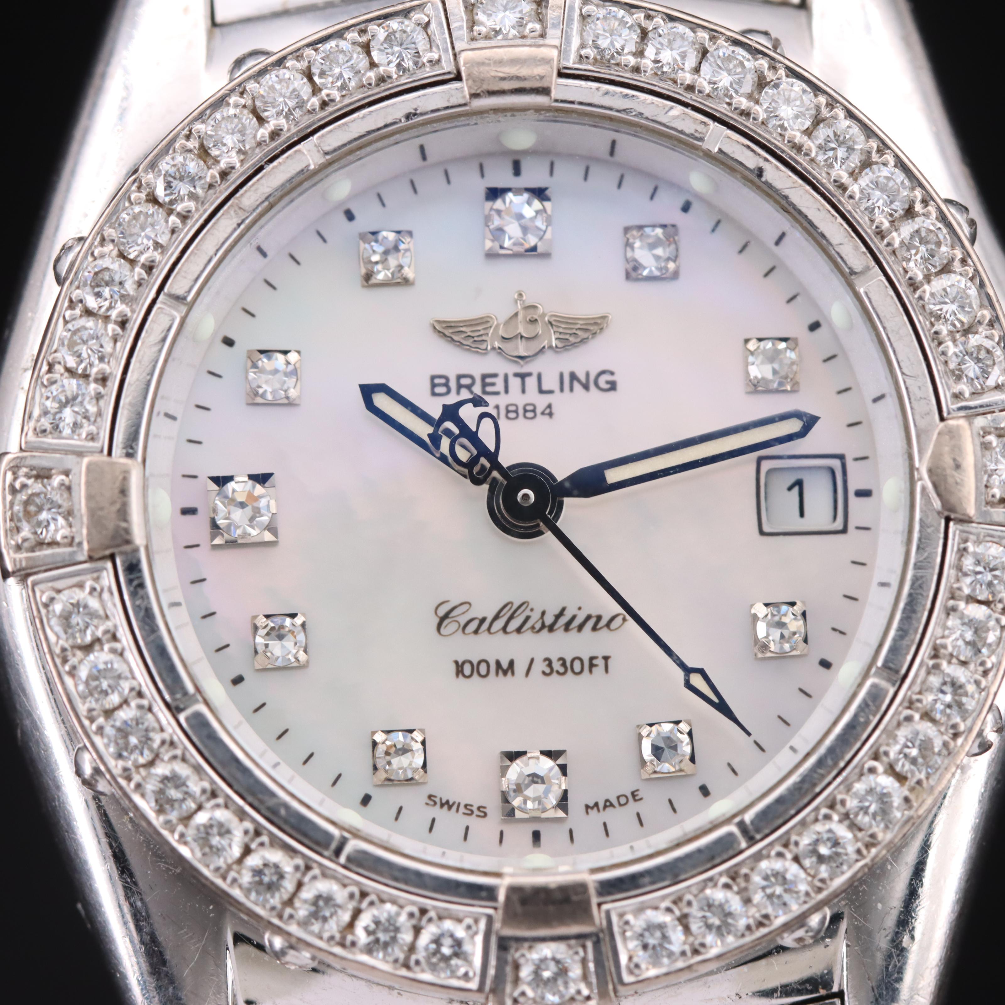 18k Breitling Callistino Mother-of-Pearl and Diamond Watch