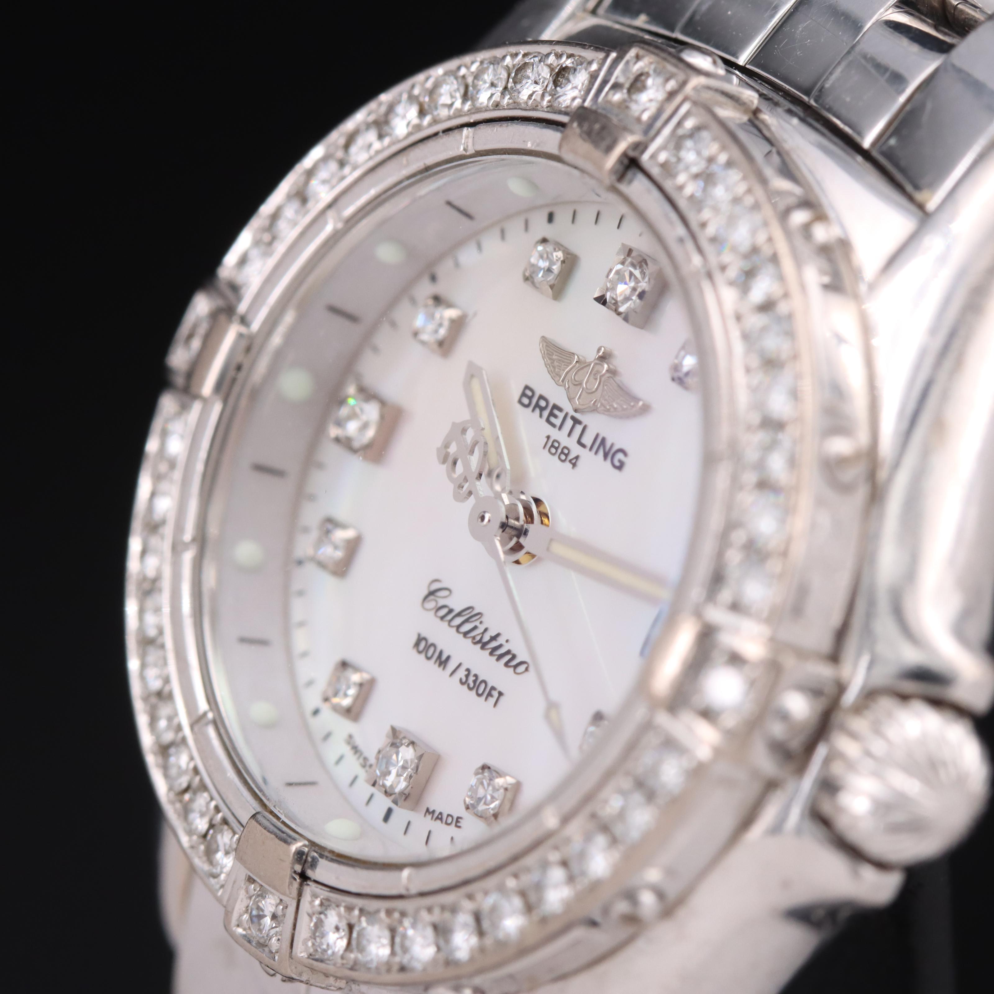 18k Breitling Callistino Mother-of-Pearl and Diamond Watch