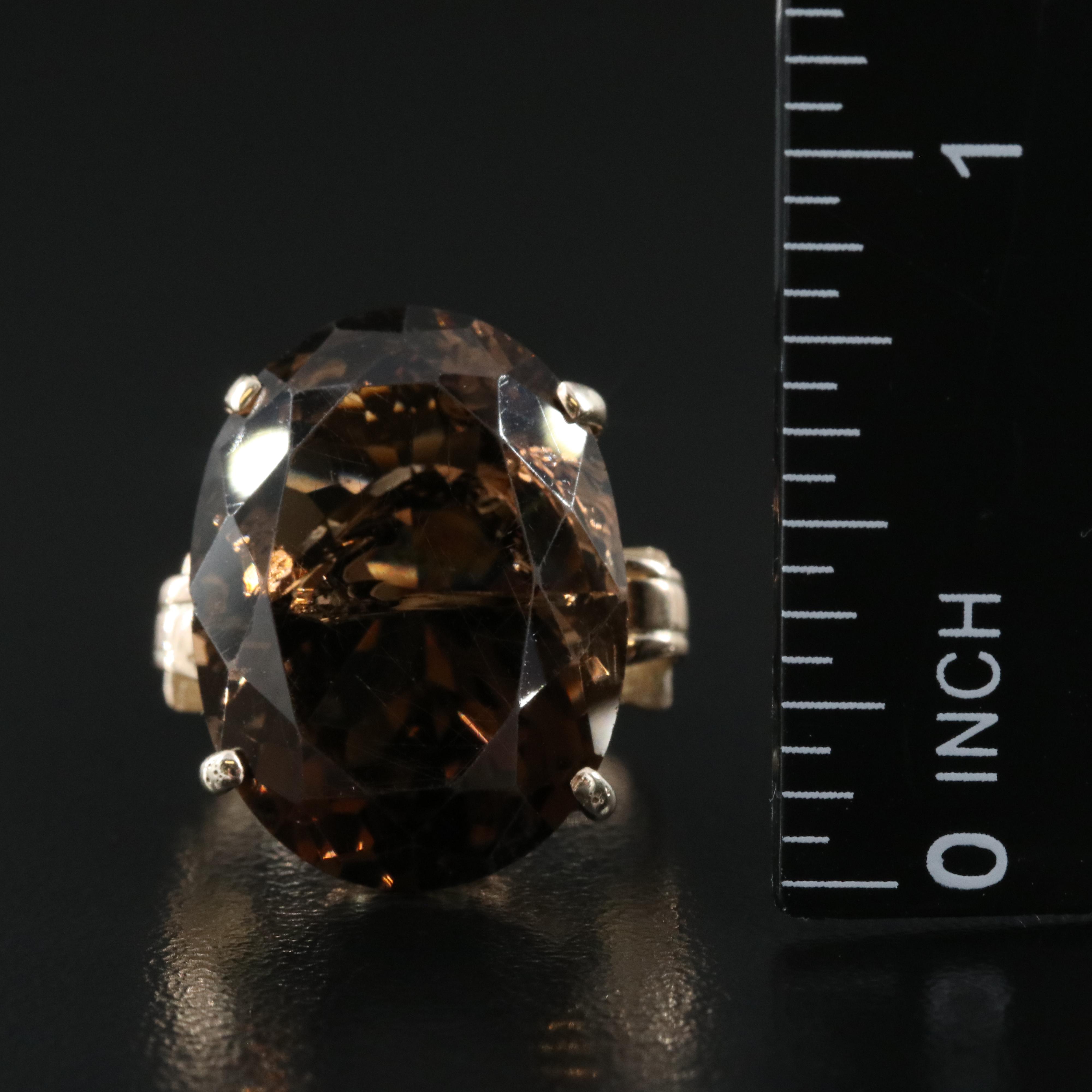 Vintage 10K 20.64 CT Smoky Quartz Ring