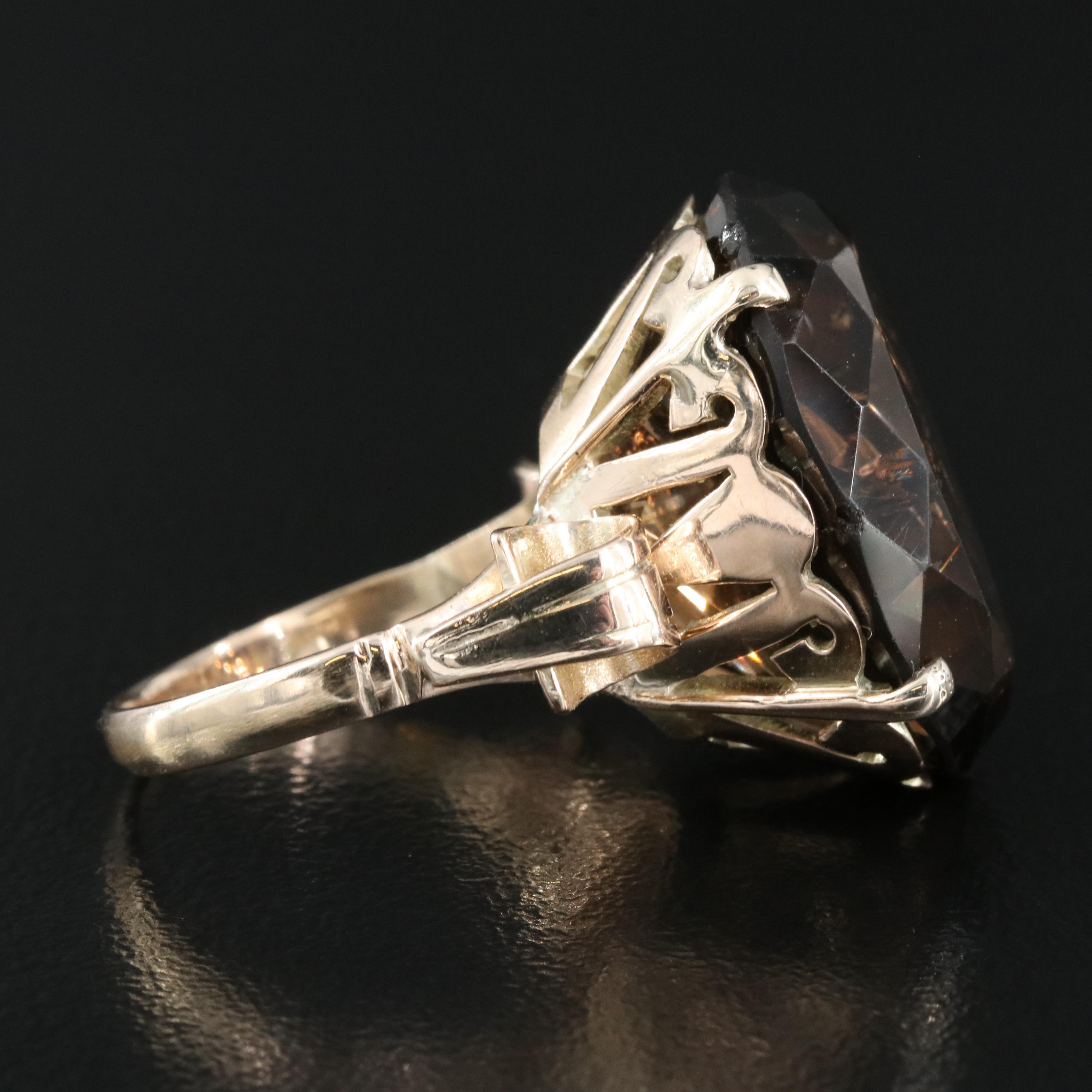 Vintage 10K 20.64 CT Smoky Quartz Ring