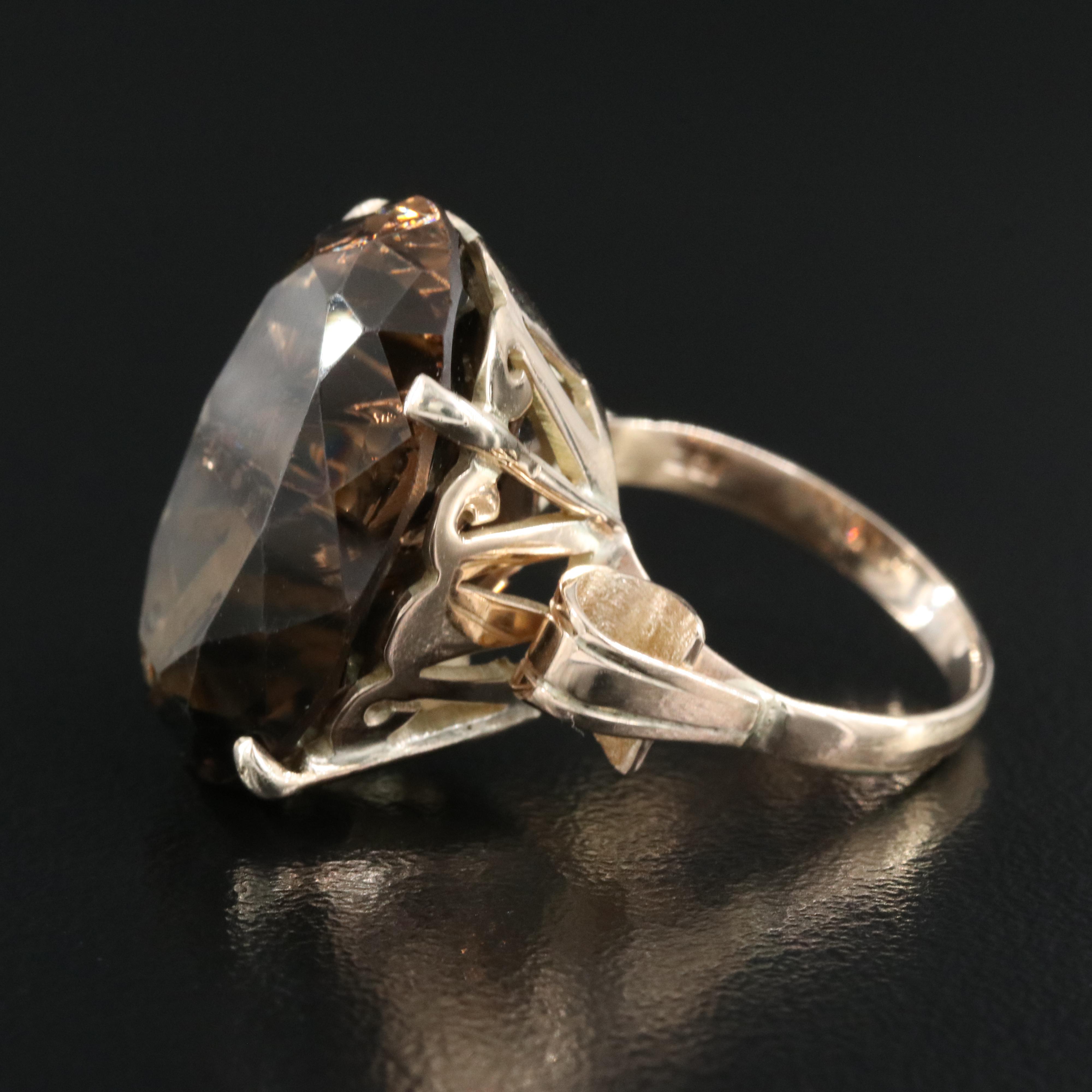 Vintage 10K 20.64 CT Smoky Quartz Ring