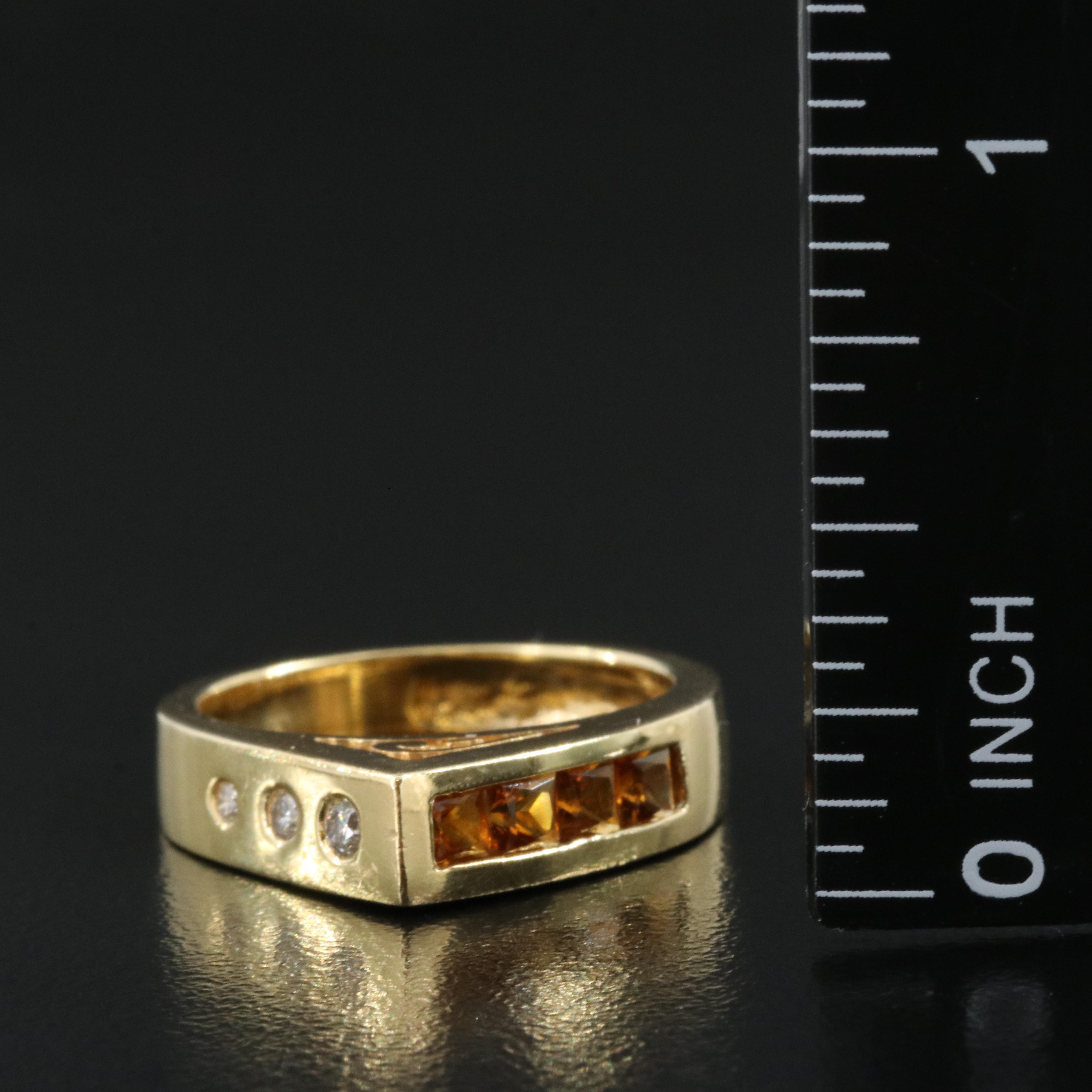 18K Citrine and Diamond Pyramid Ring