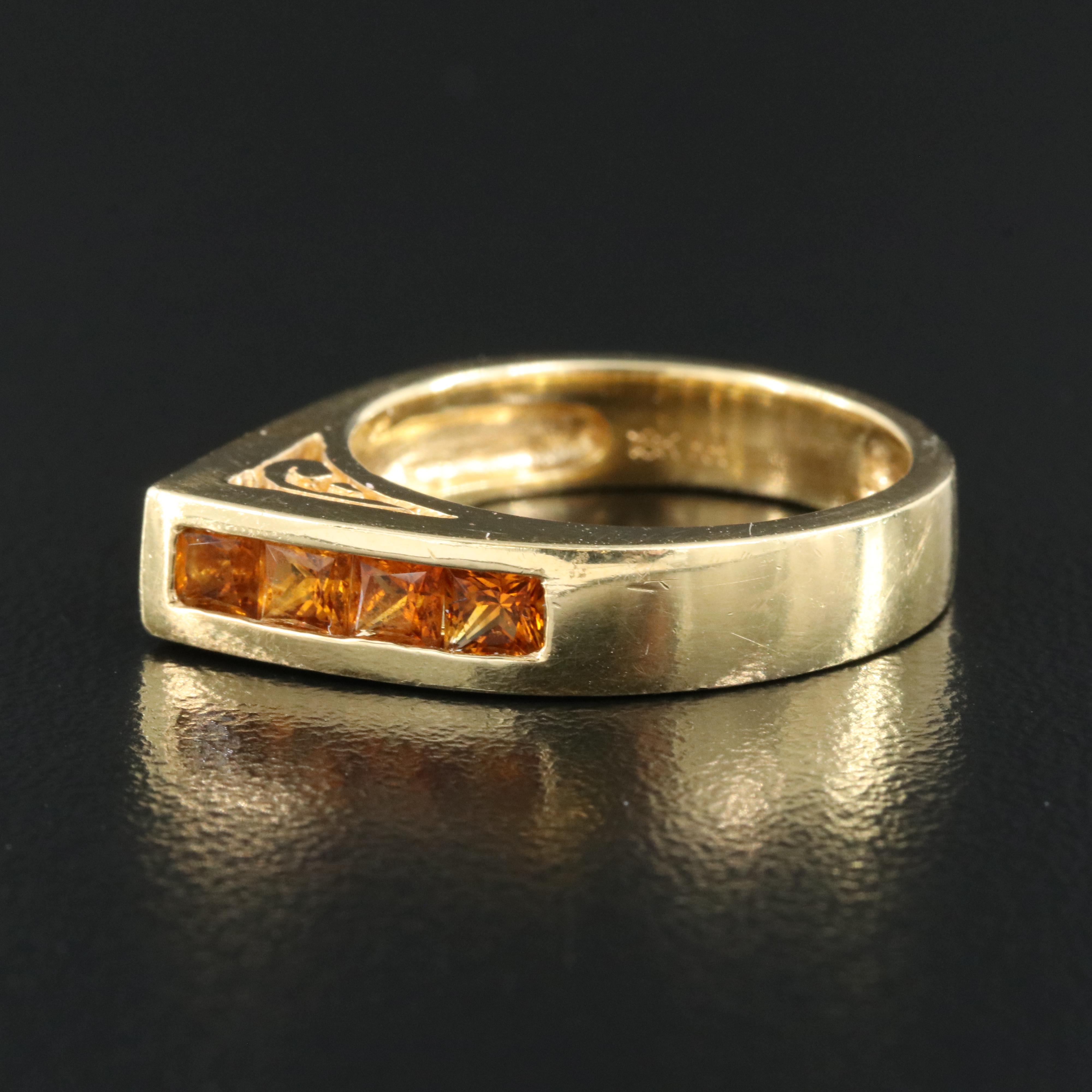 18K Citrine and Diamond Pyramid Ring