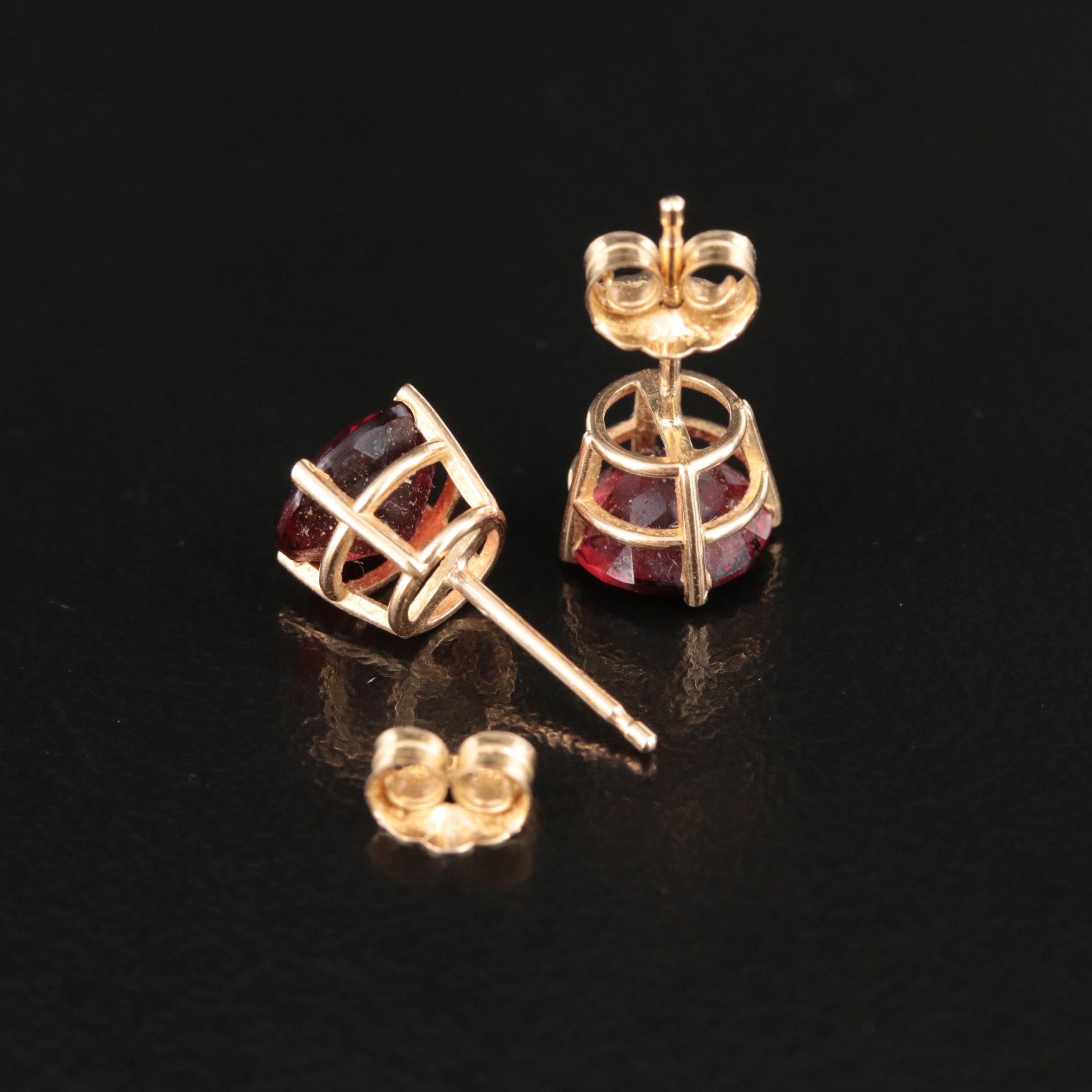 14K Garnet Stud Earrings