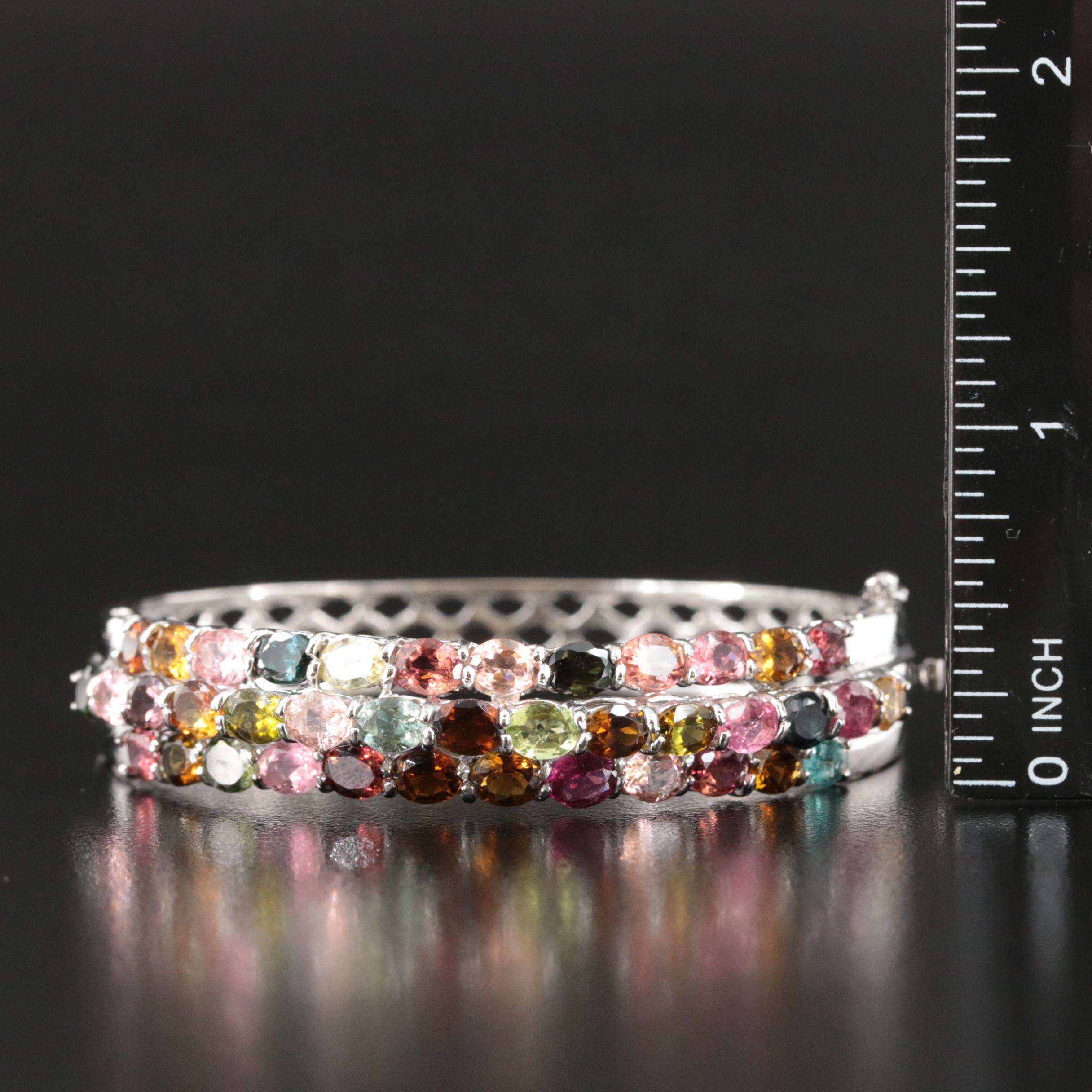 Sterling Tourmaline Hinged Bangle