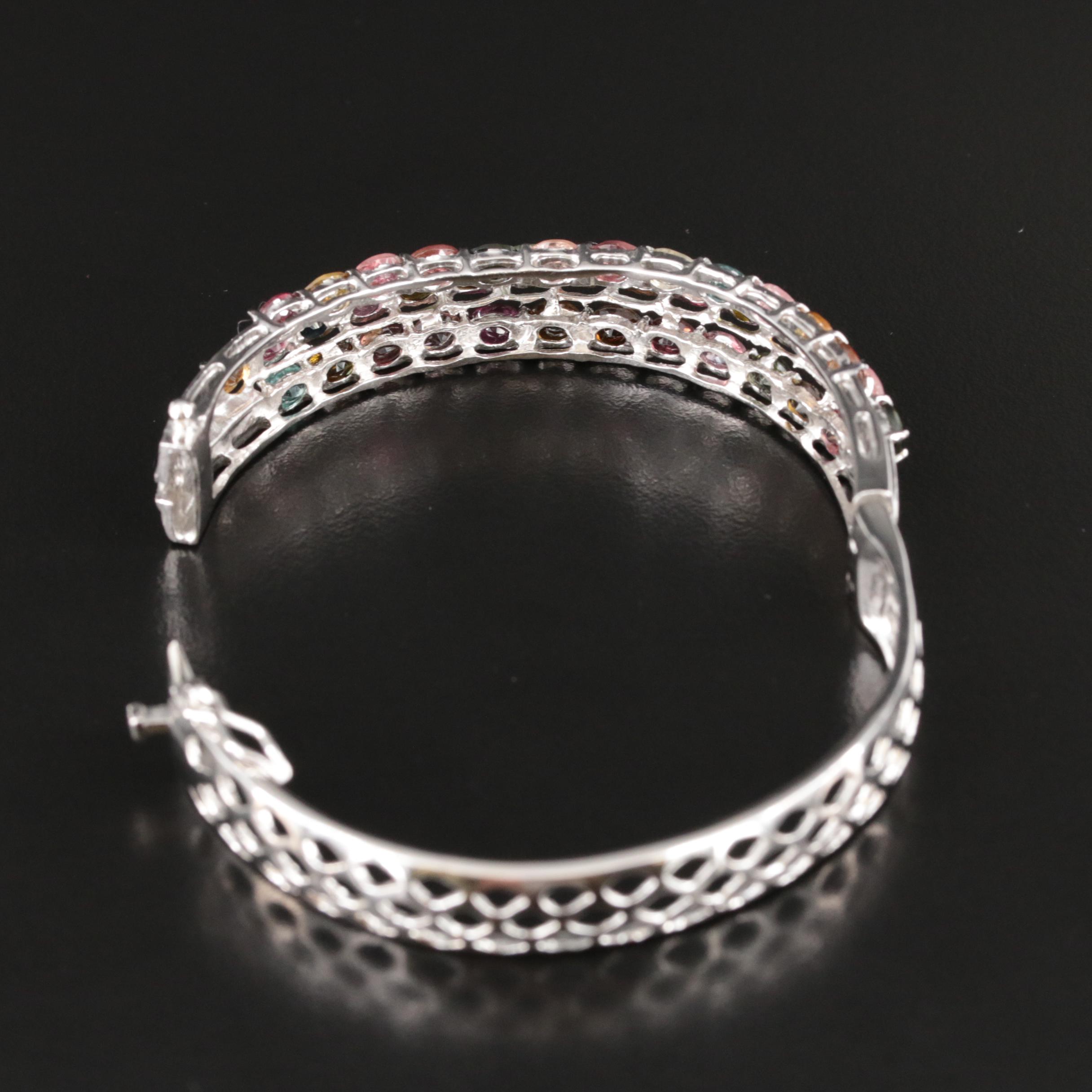 Sterling Tourmaline Hinged Bangle