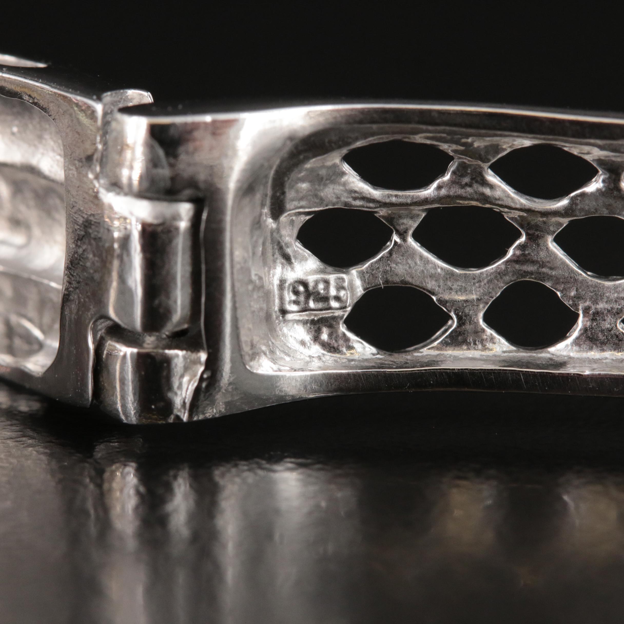 Sterling Tourmaline Hinged Bangle