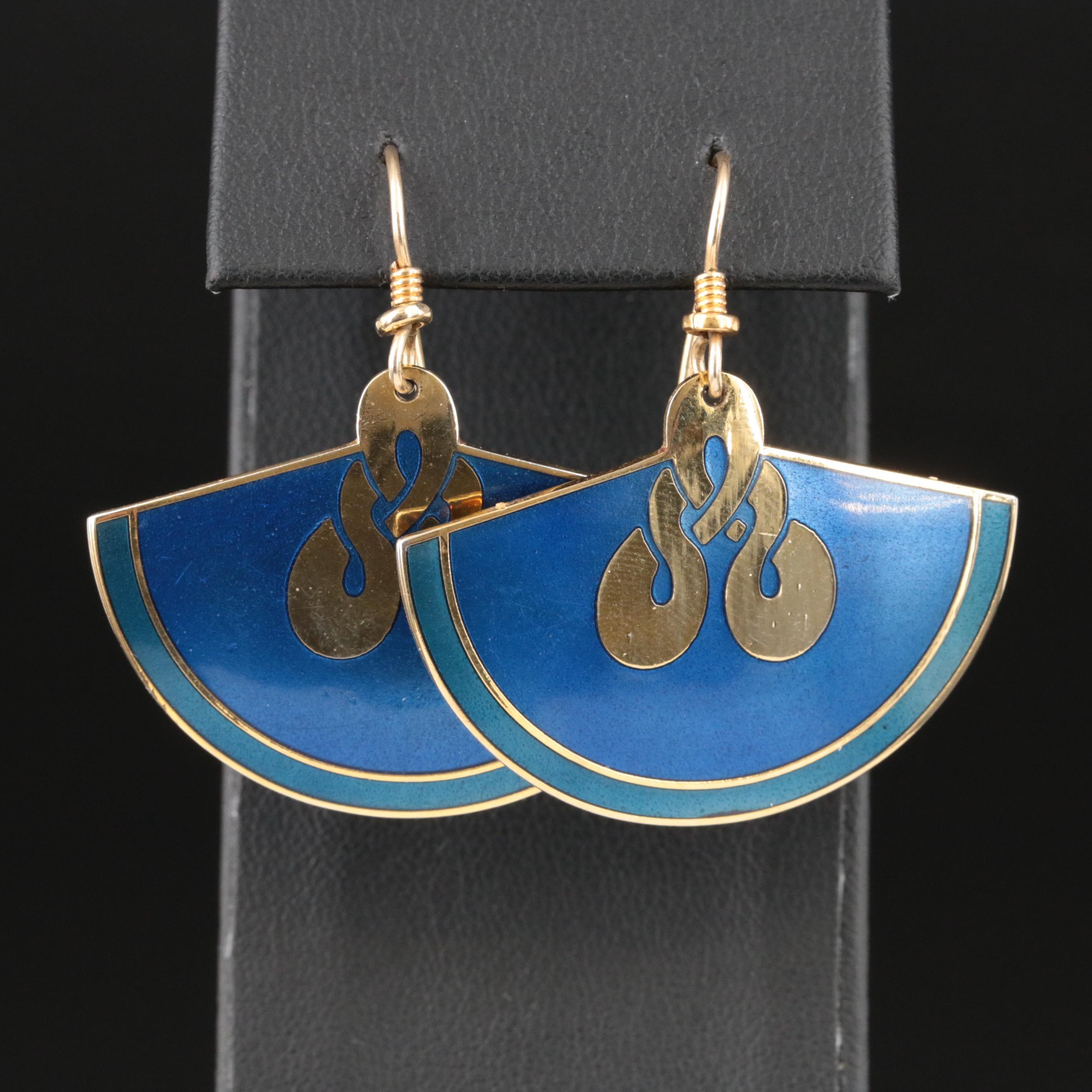 Laurel Burch Enamel Cloisonné Fan Earrings