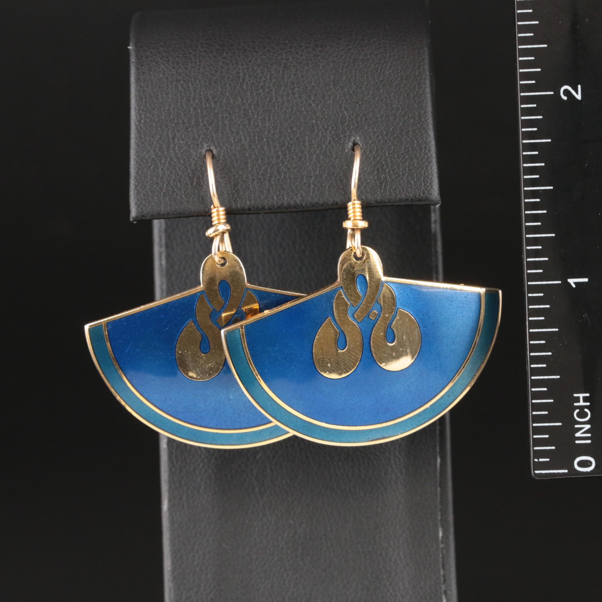 Laurel Burch Enamel Cloisonné Fan Earrings