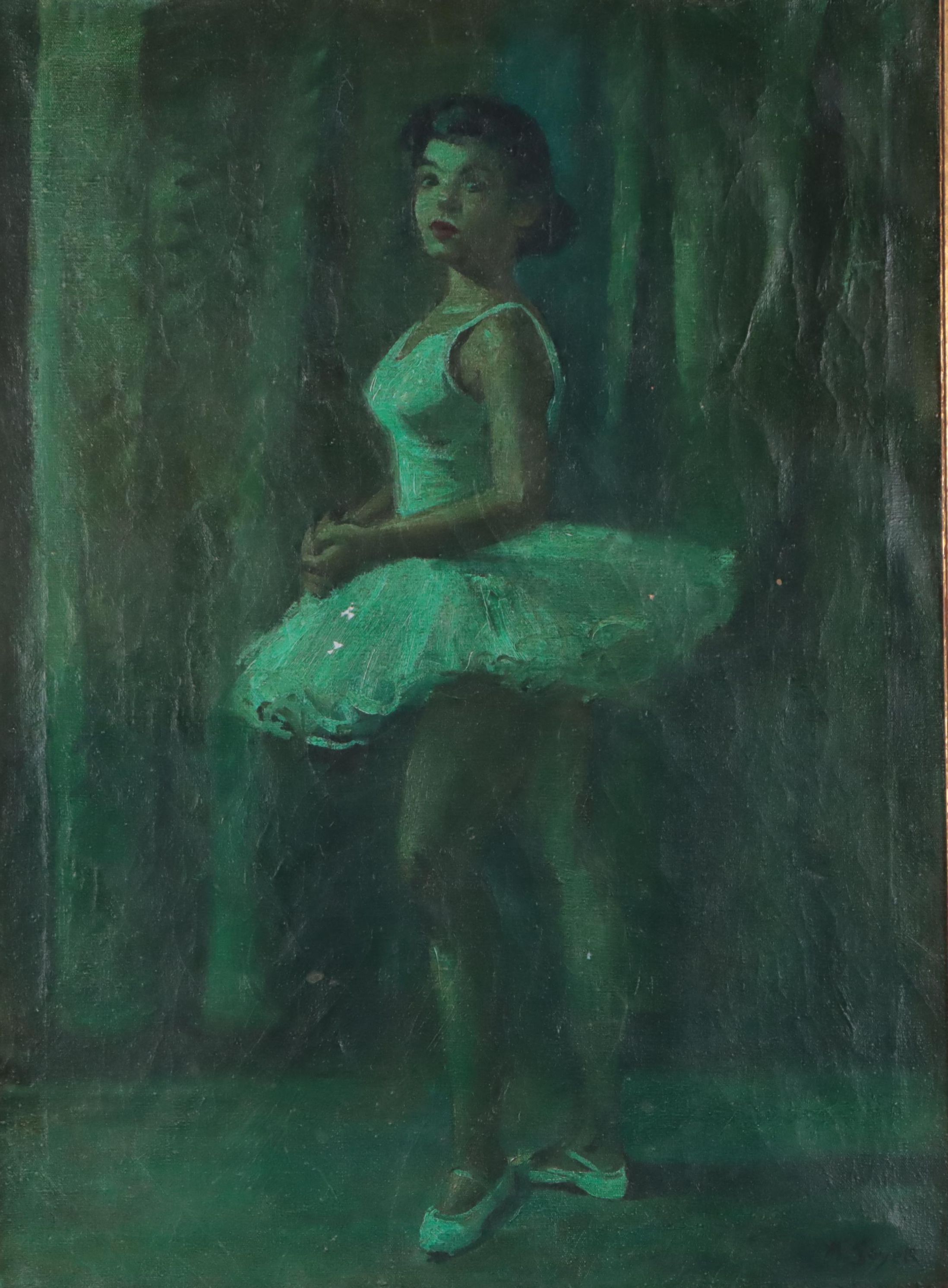 Moses Soyer Oil Painting "Dancer," Circa 1955