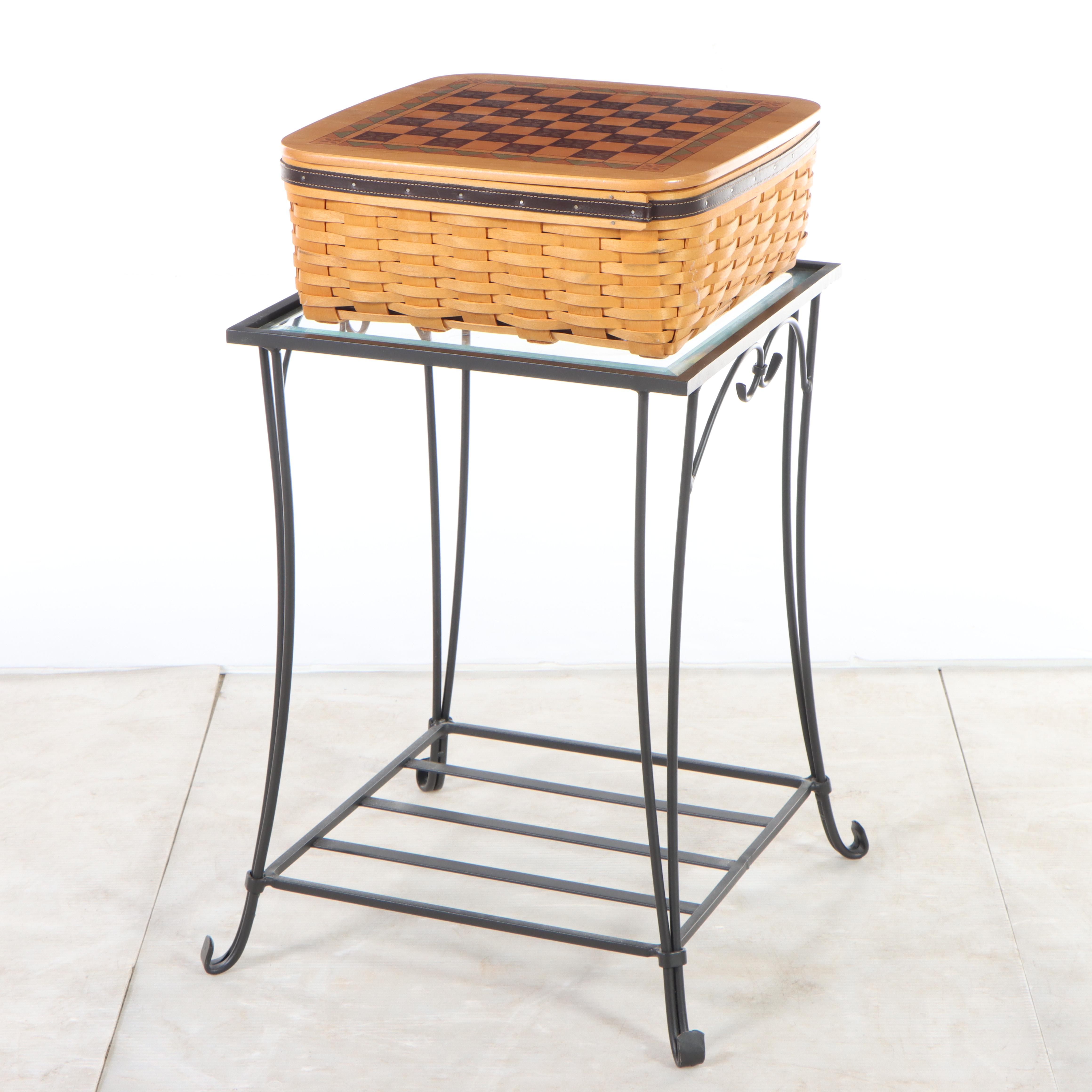 Longaberger "Foundry Collection" Table with "Father's Day" Checkerboard Basket