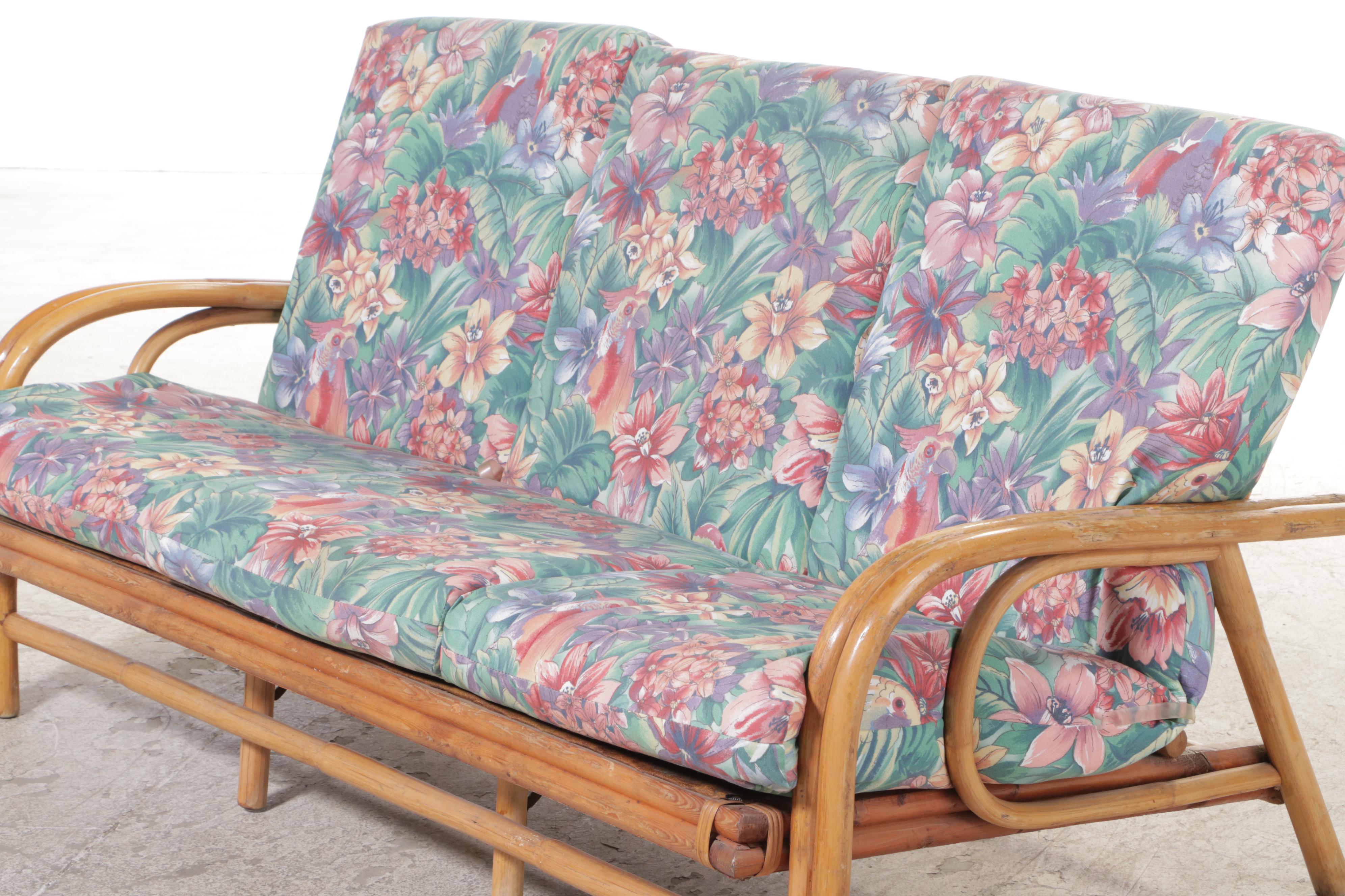 Rattan Patio Sofa, Mid to Late 20th Century