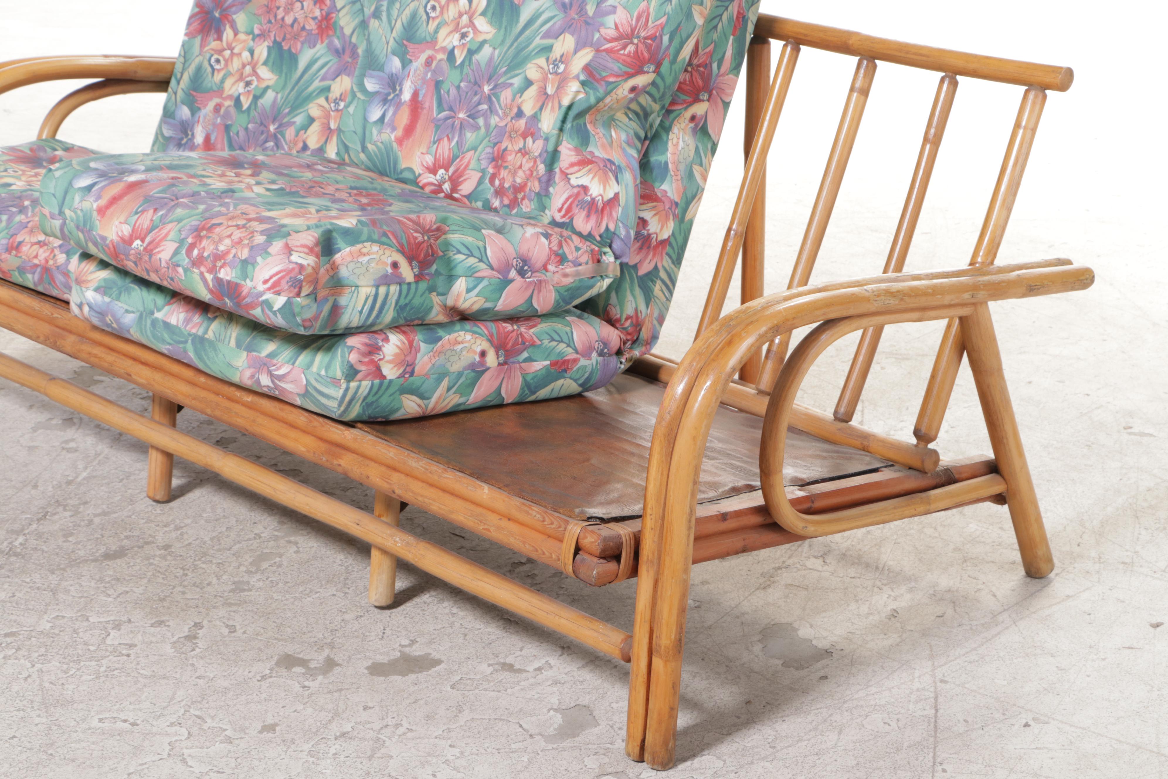 Rattan Patio Sofa, Mid to Late 20th Century