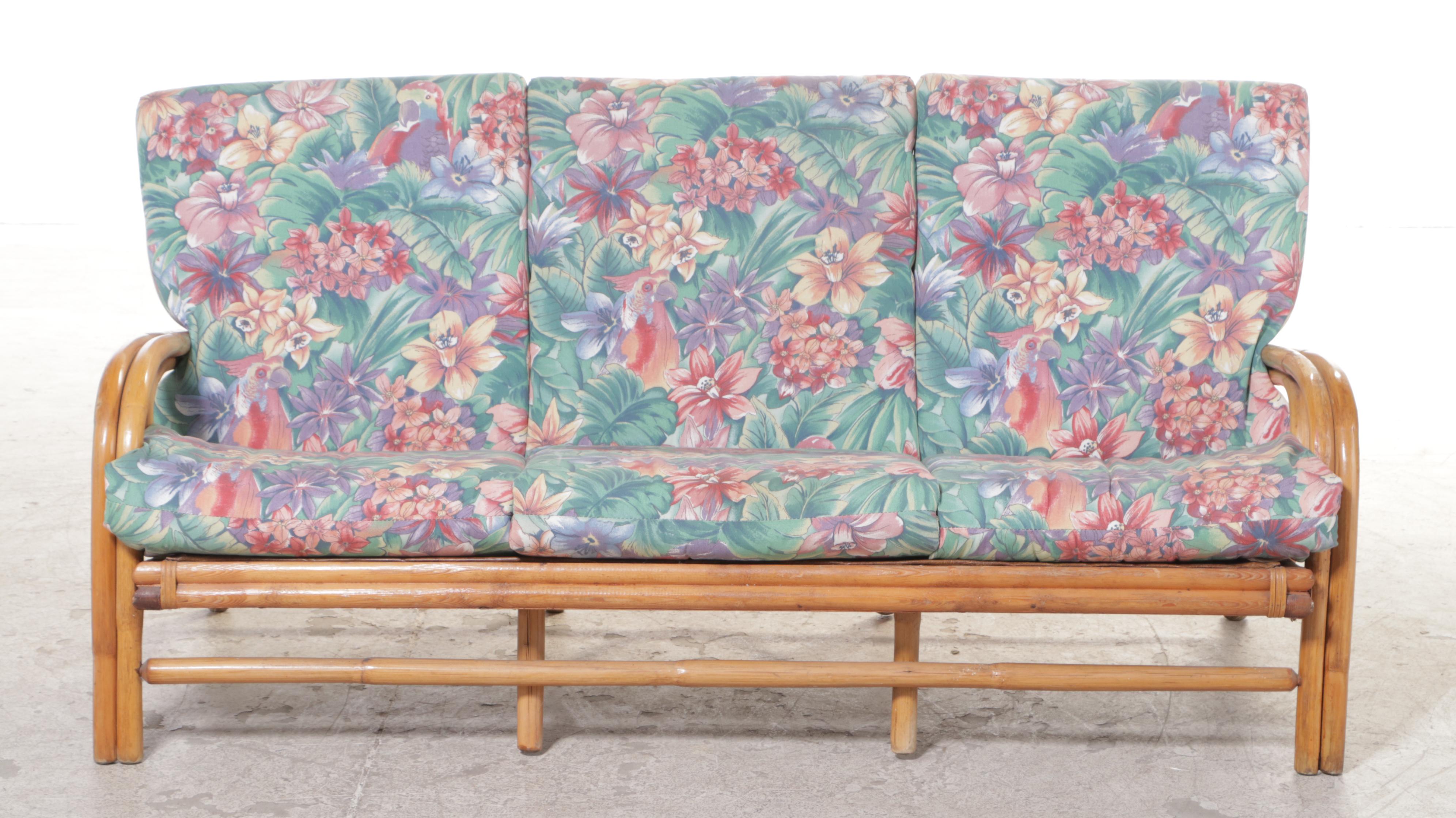 Rattan Patio Sofa, Mid to Late 20th Century