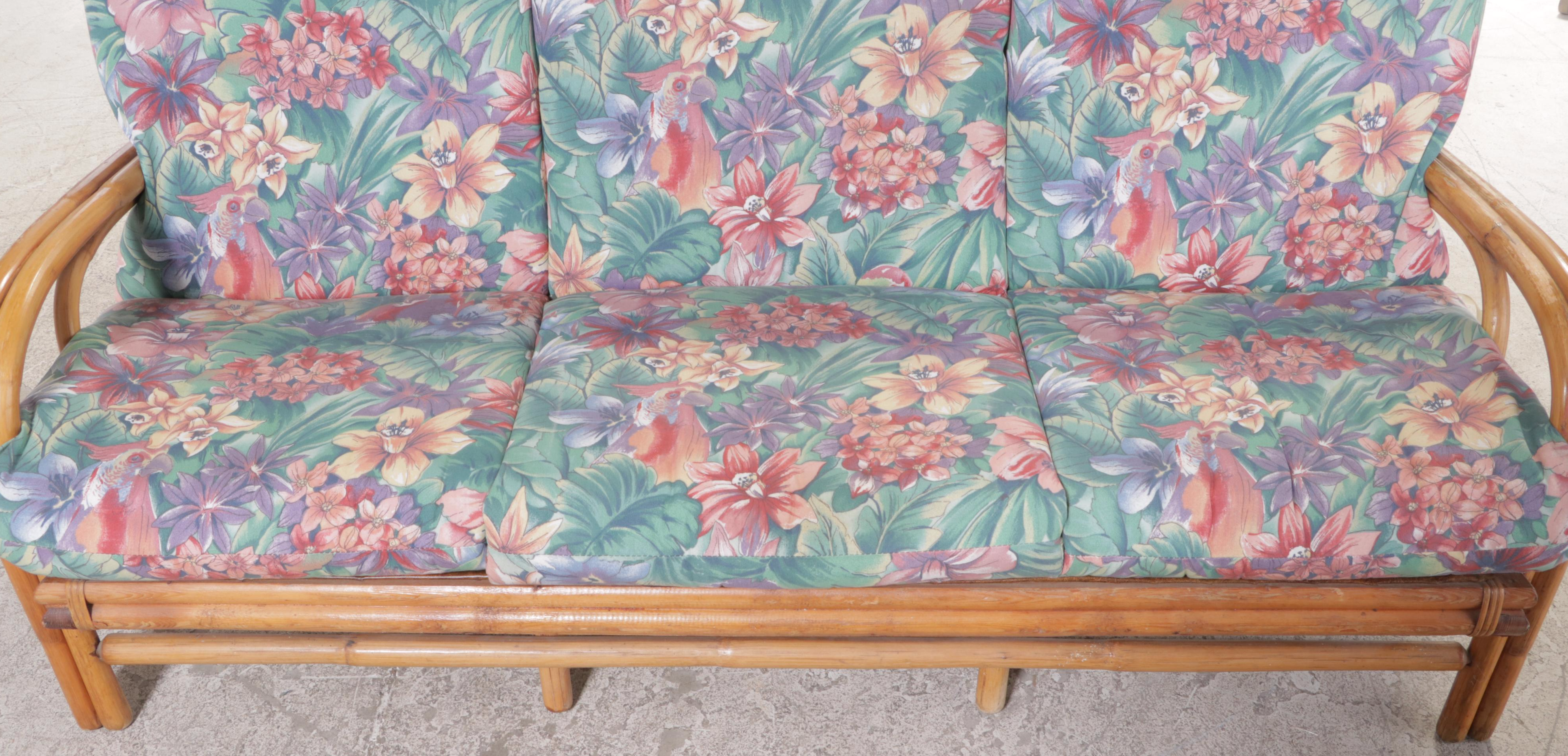 Rattan Patio Sofa, Mid to Late 20th Century