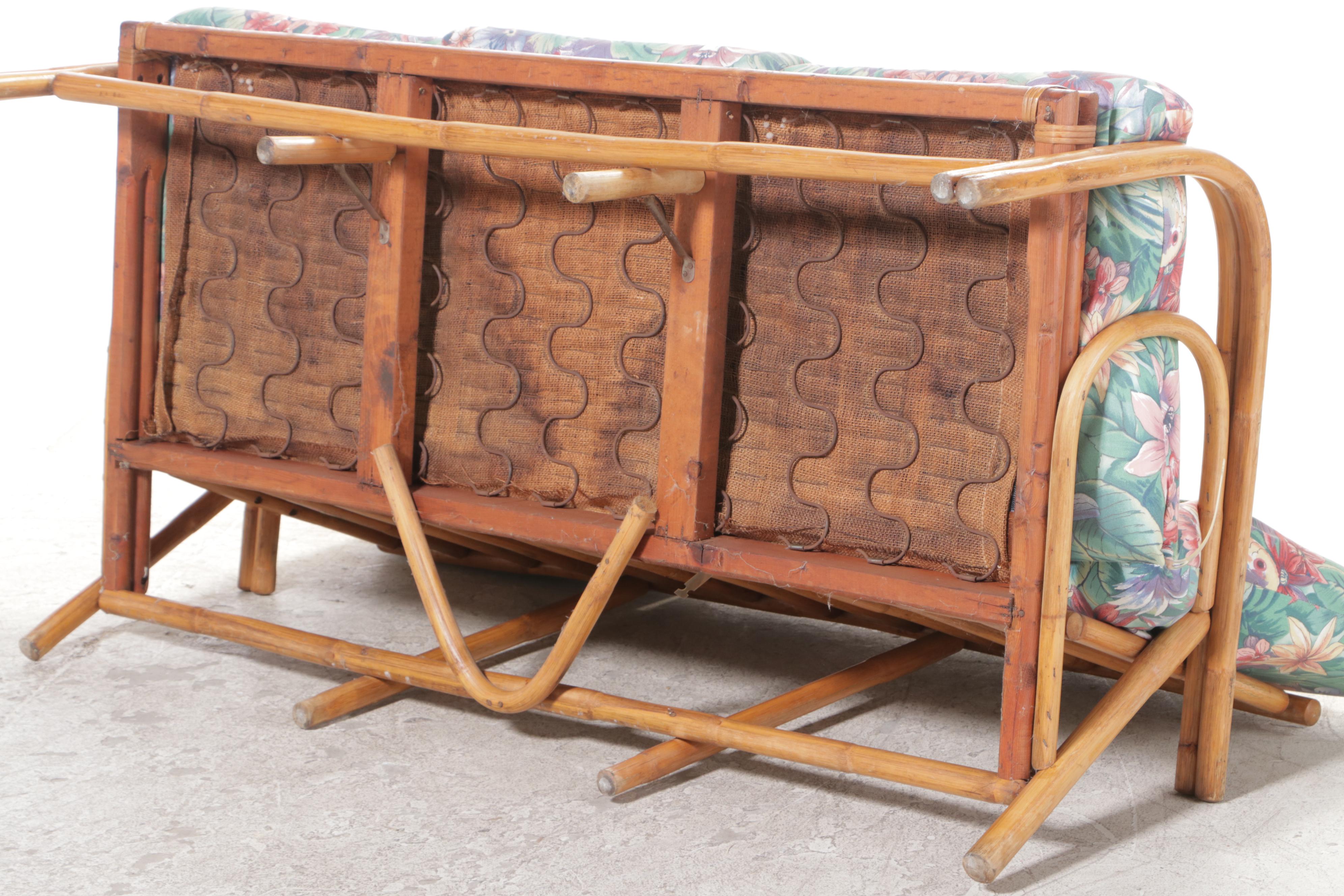Rattan Patio Sofa, Mid to Late 20th Century