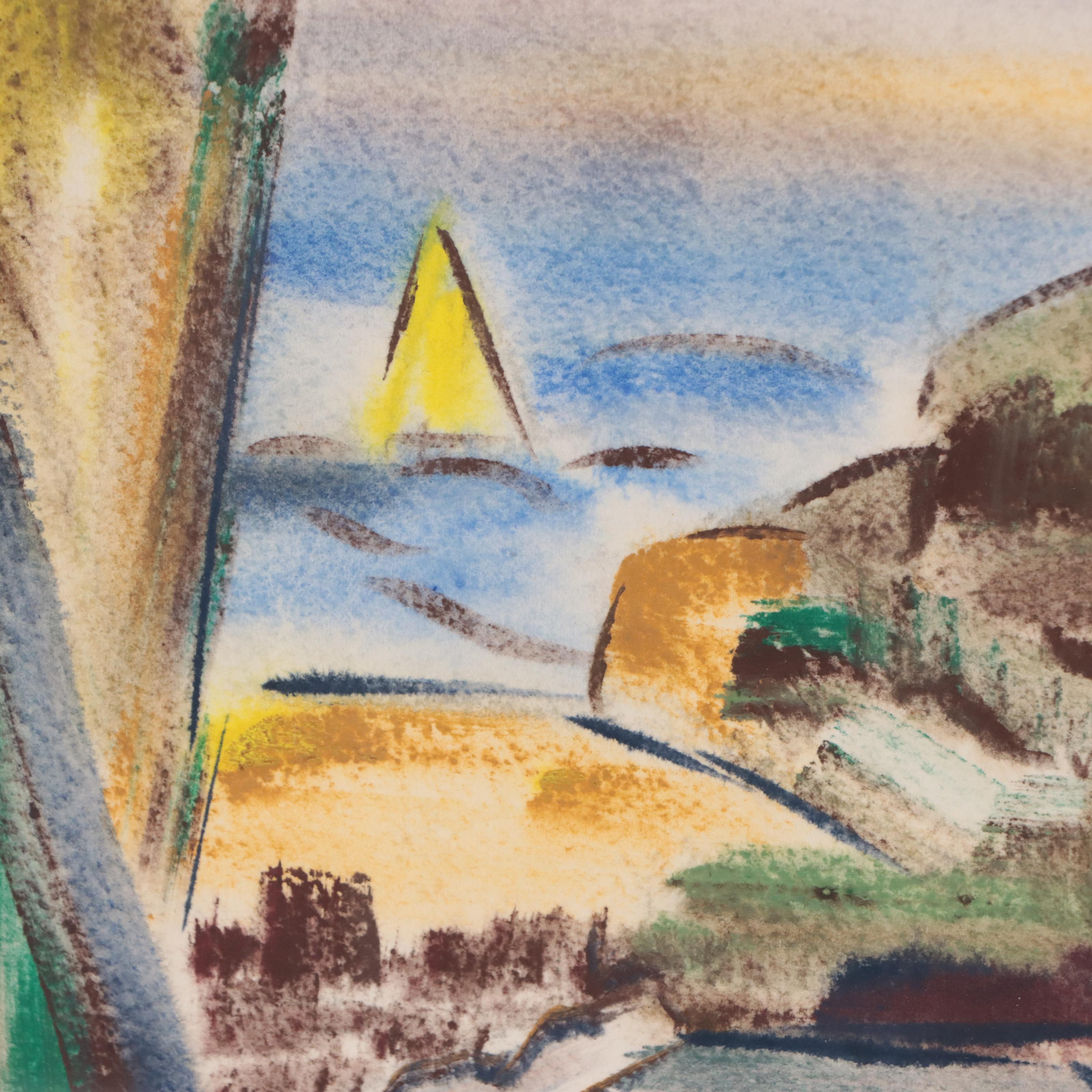 Yngve H. Olsen Landscape Watercolor Painting