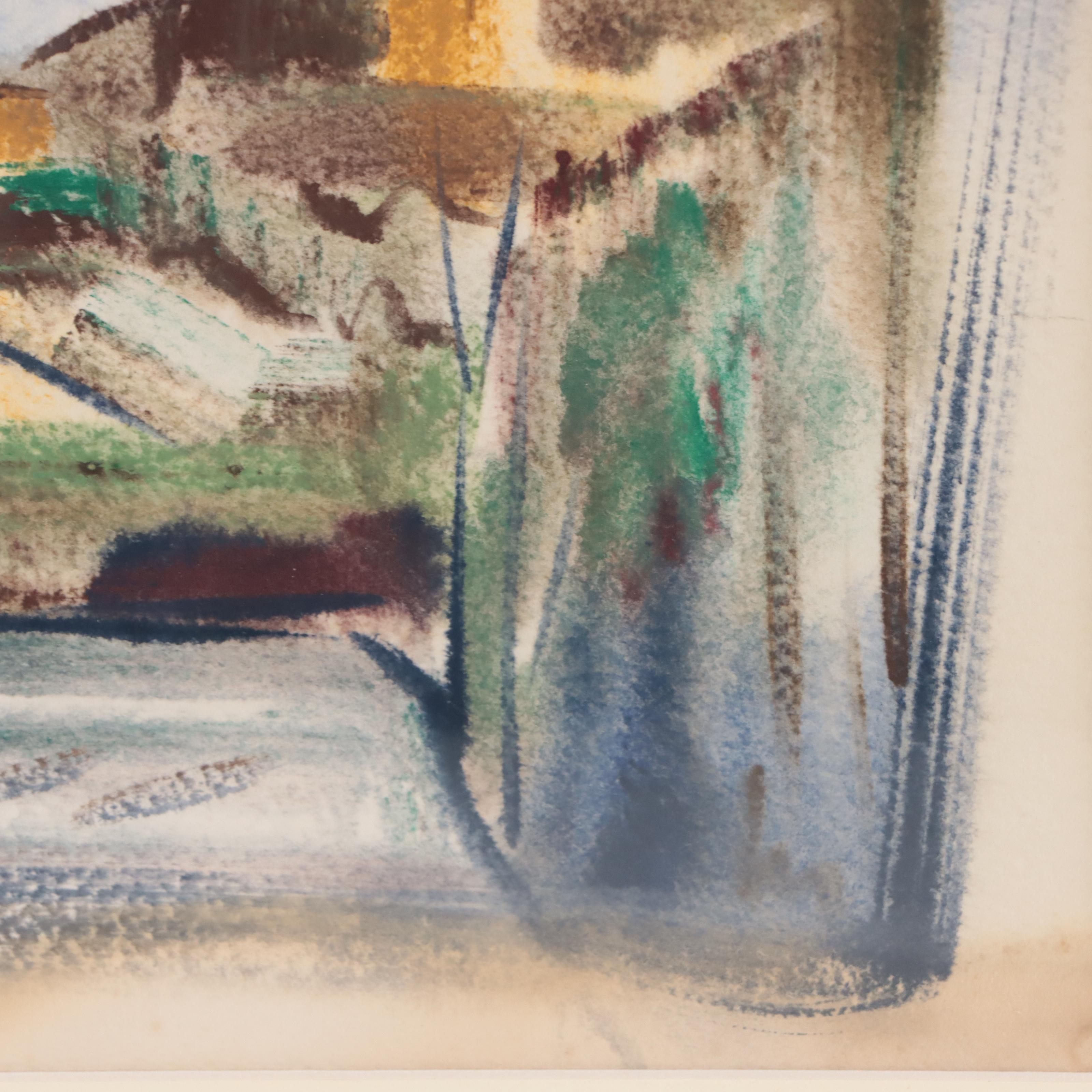 Yngve H. Olsen Landscape Watercolor Painting