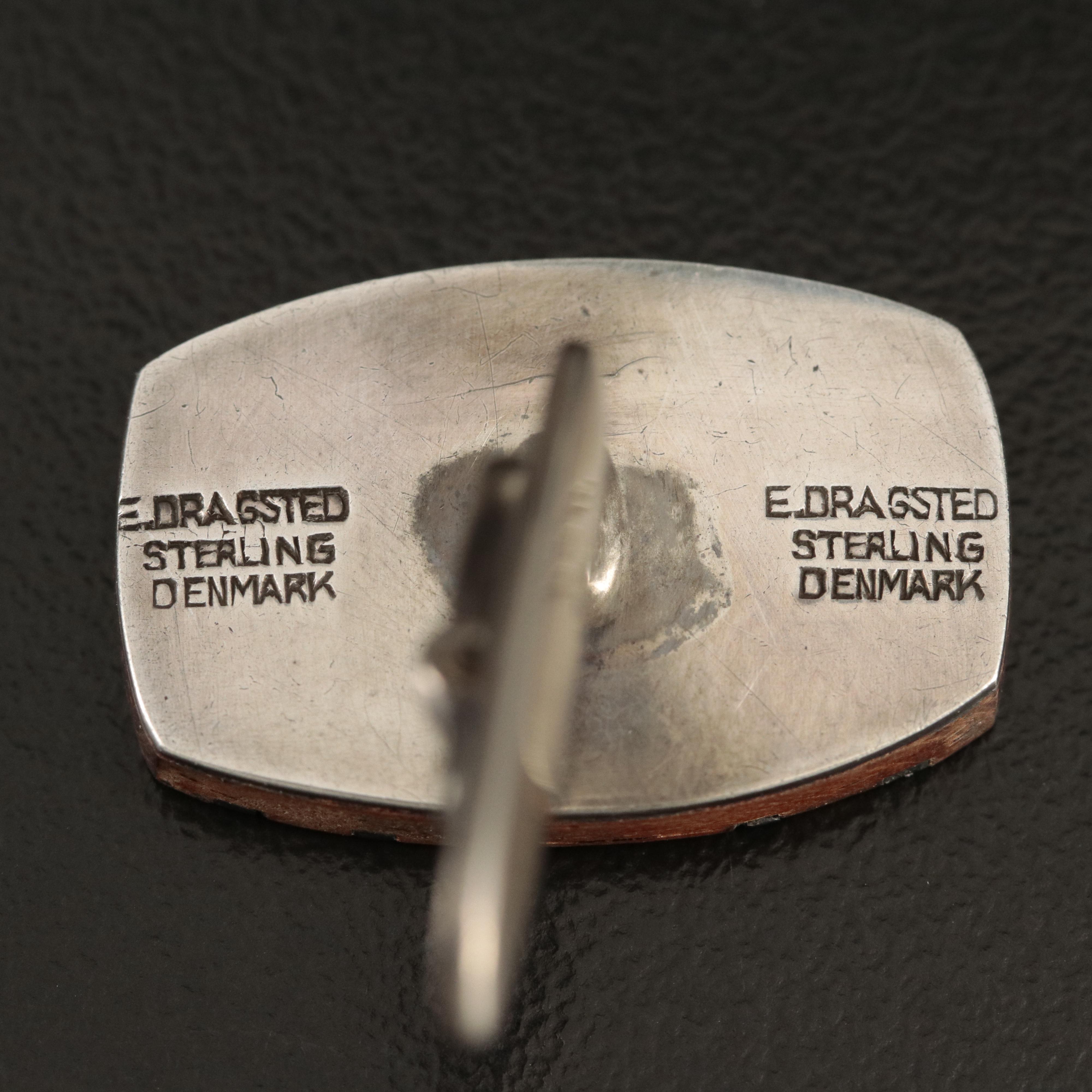 Einar Dragsted Sterling Wood Barrel Inlay Cufflinks