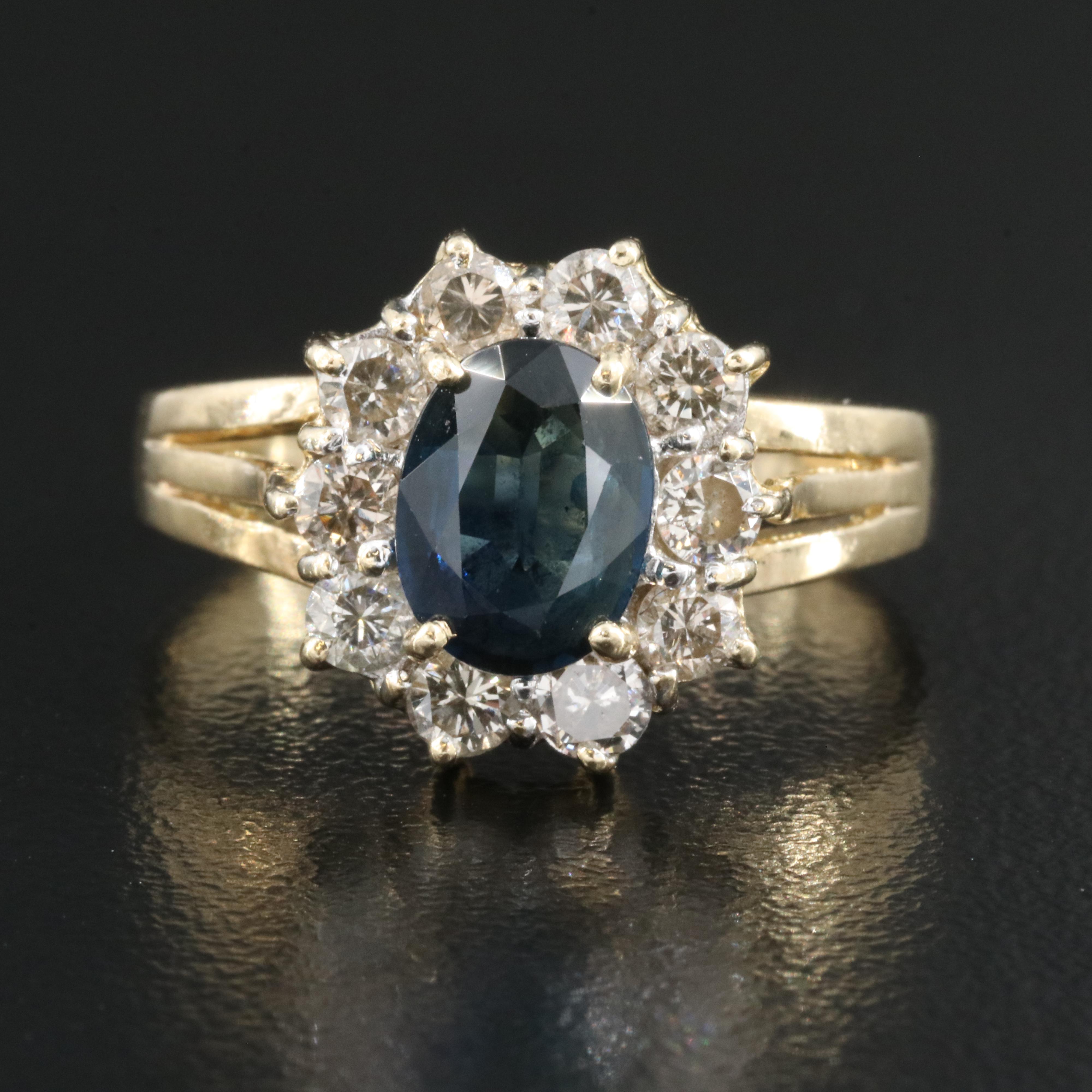 14K 1.55 CT Sapphire and Diamond Ring