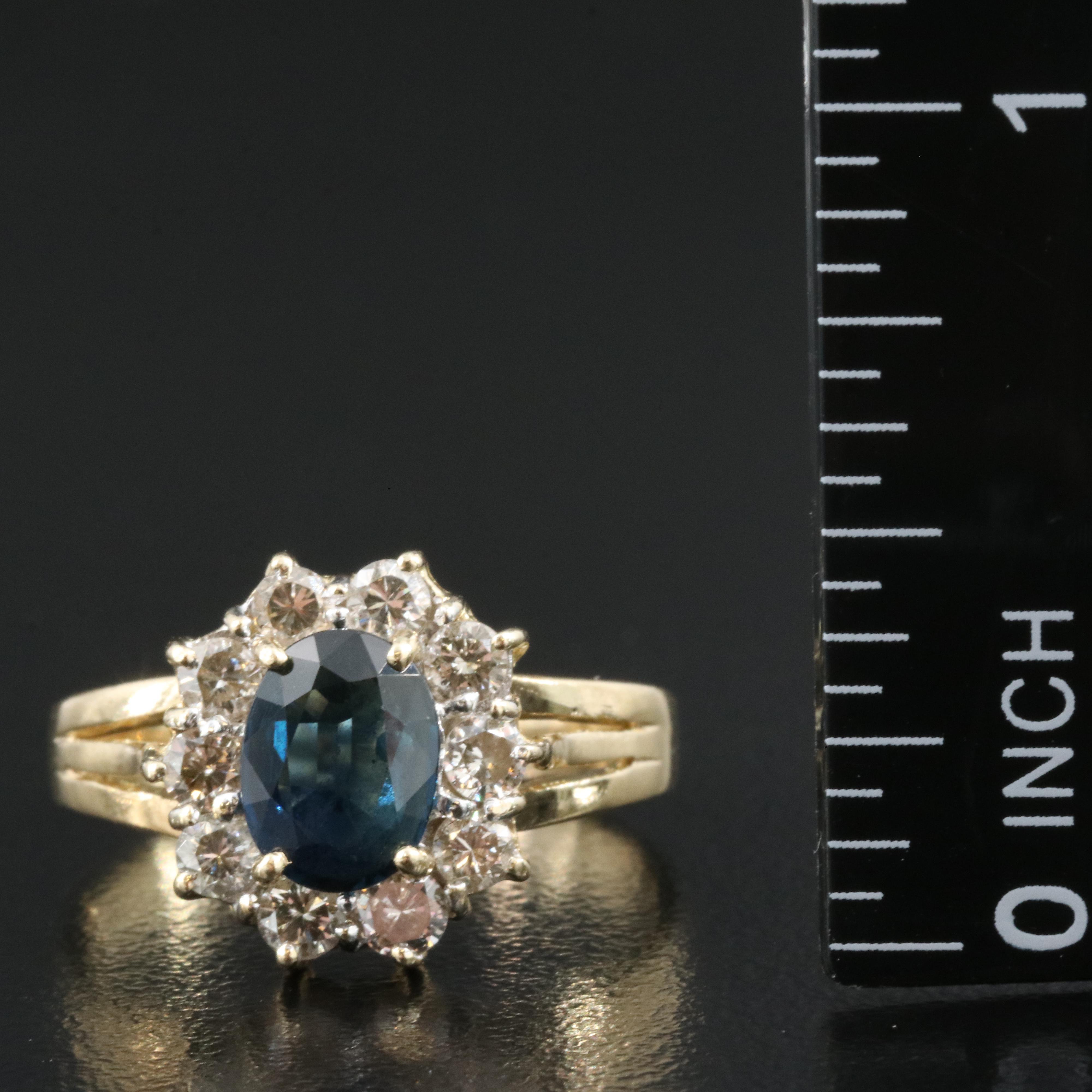 14K 1.55 CT Sapphire and Diamond Ring
