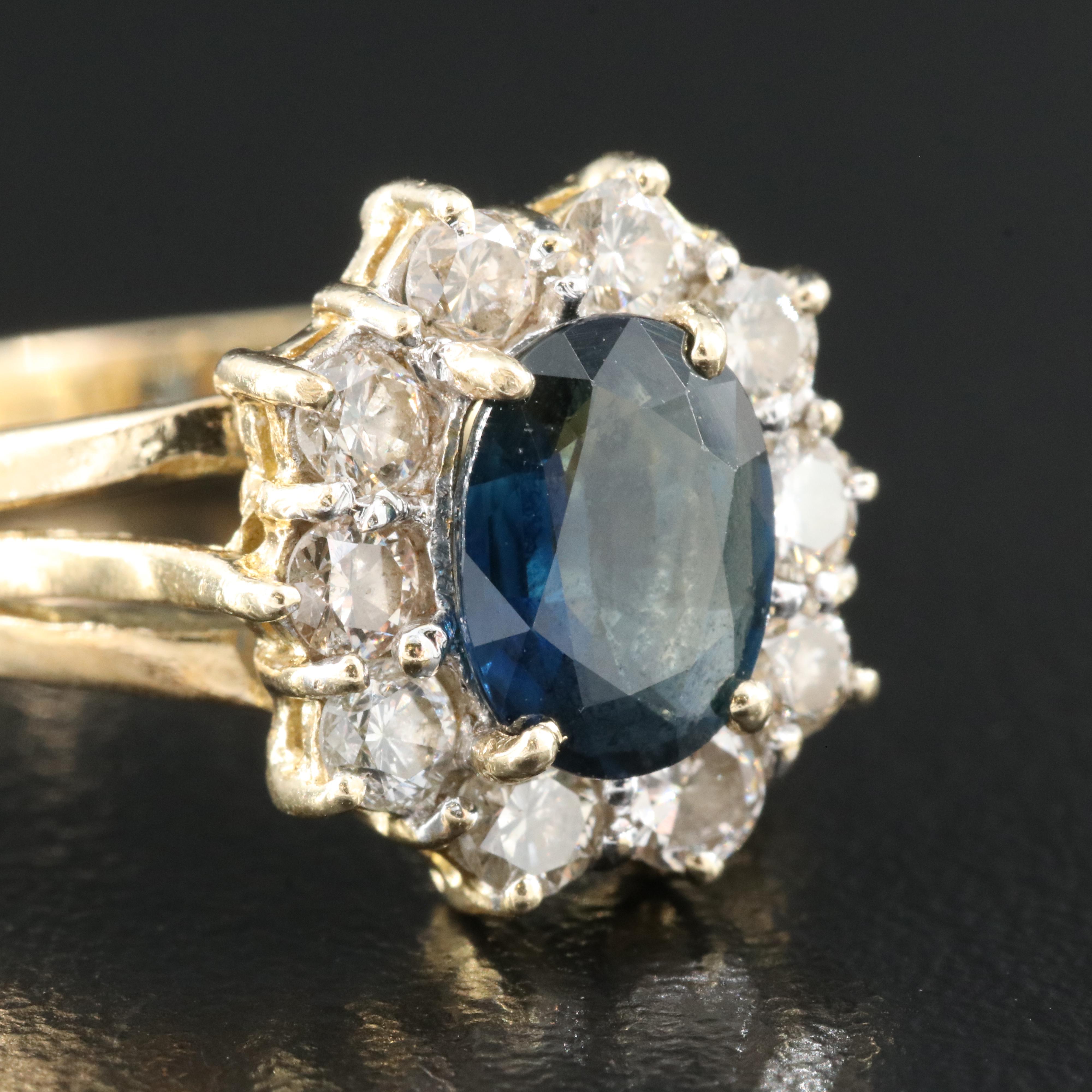 14K 1.55 CT Sapphire and Diamond Ring