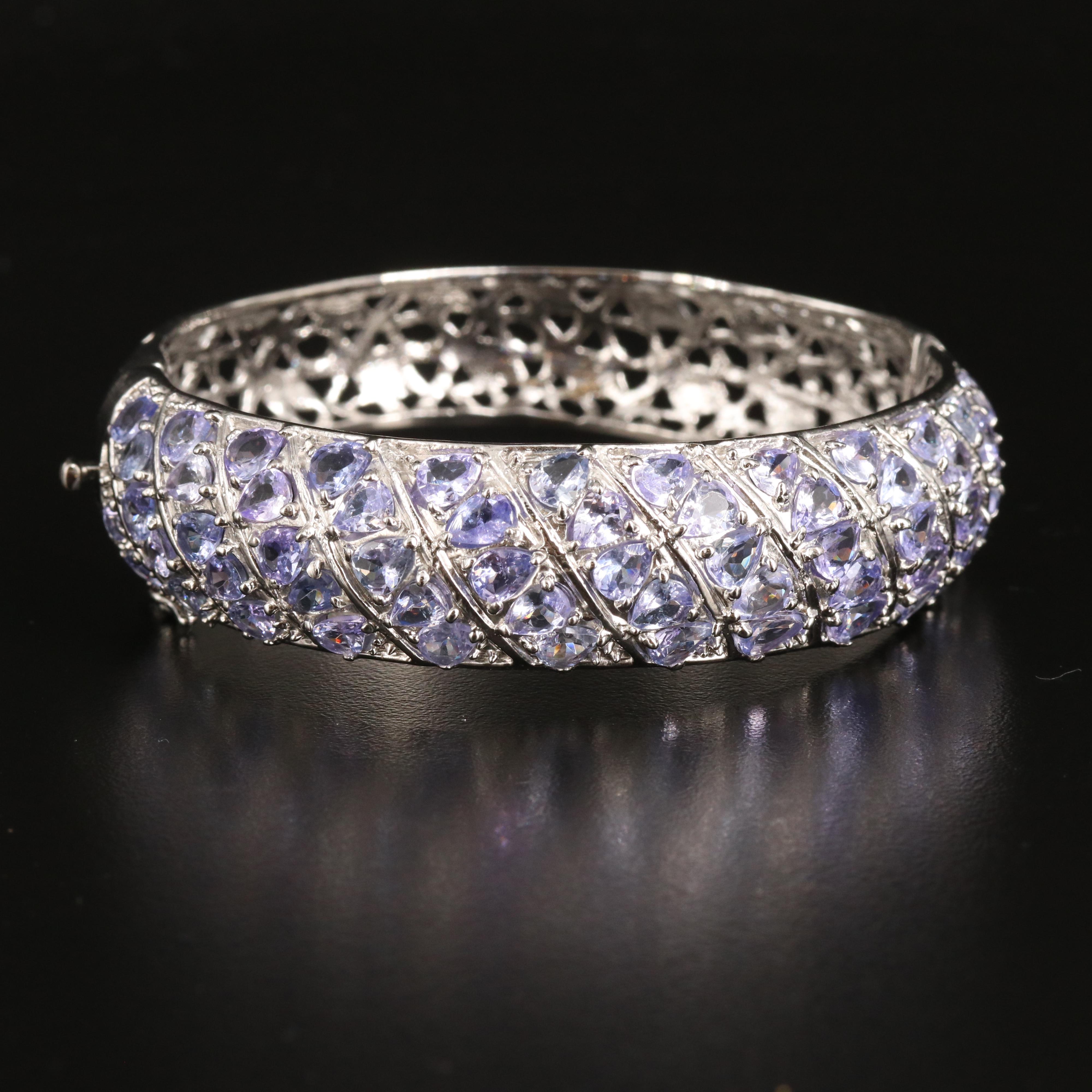 Sterling Tanzanite Hinged Bangle