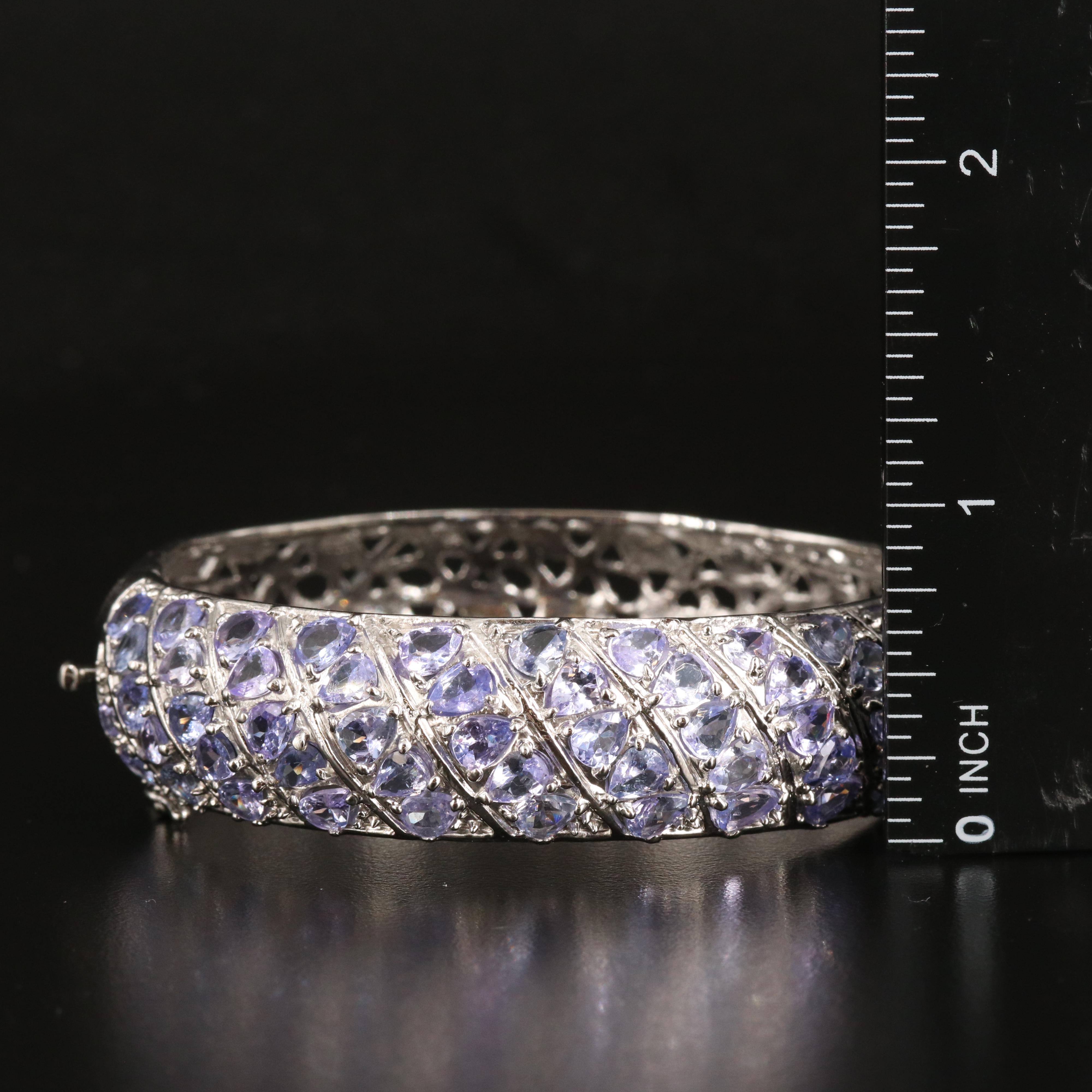 Sterling Tanzanite Hinged Bangle