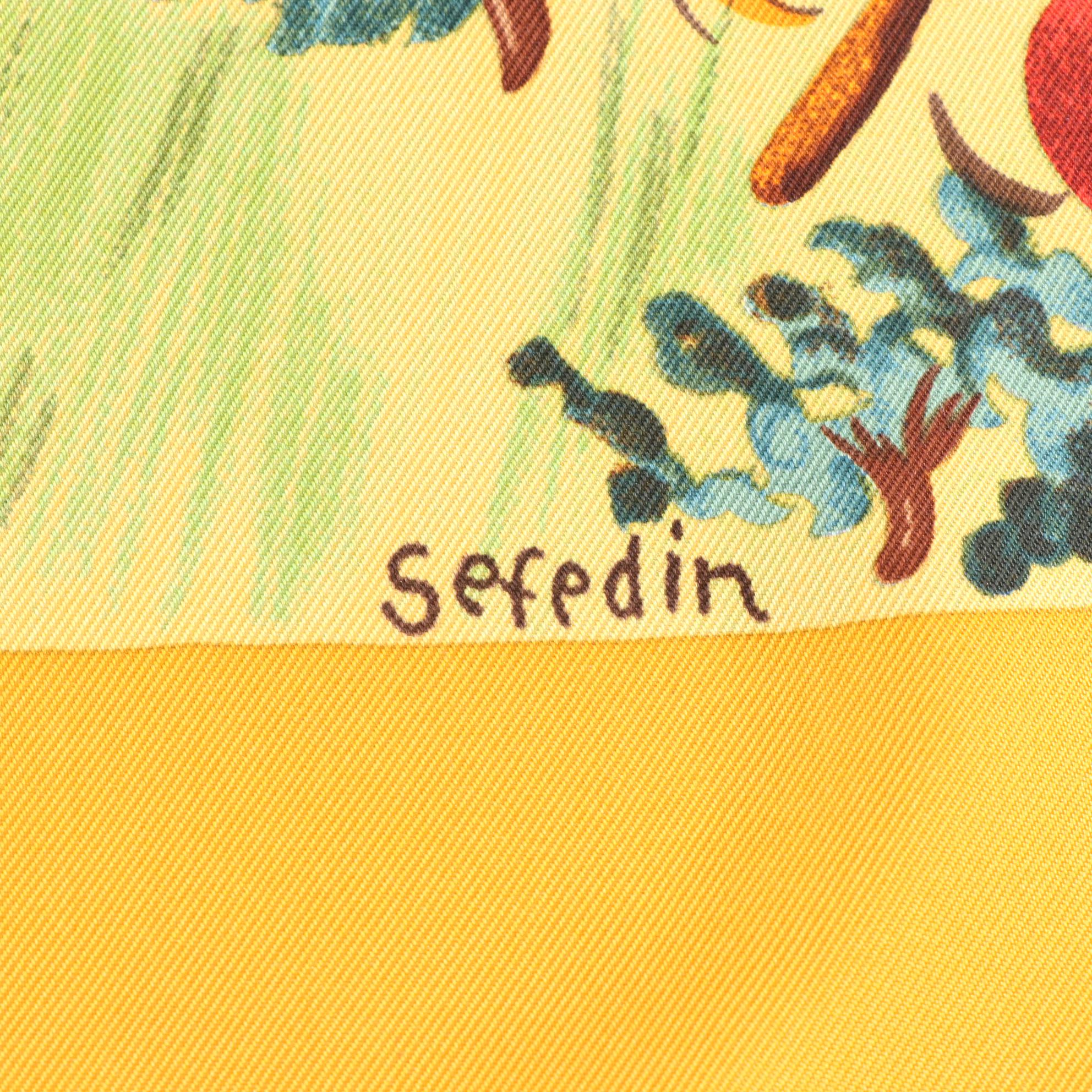 Hermès "Kuggor Tree" Scarf 90 in Silk Twill