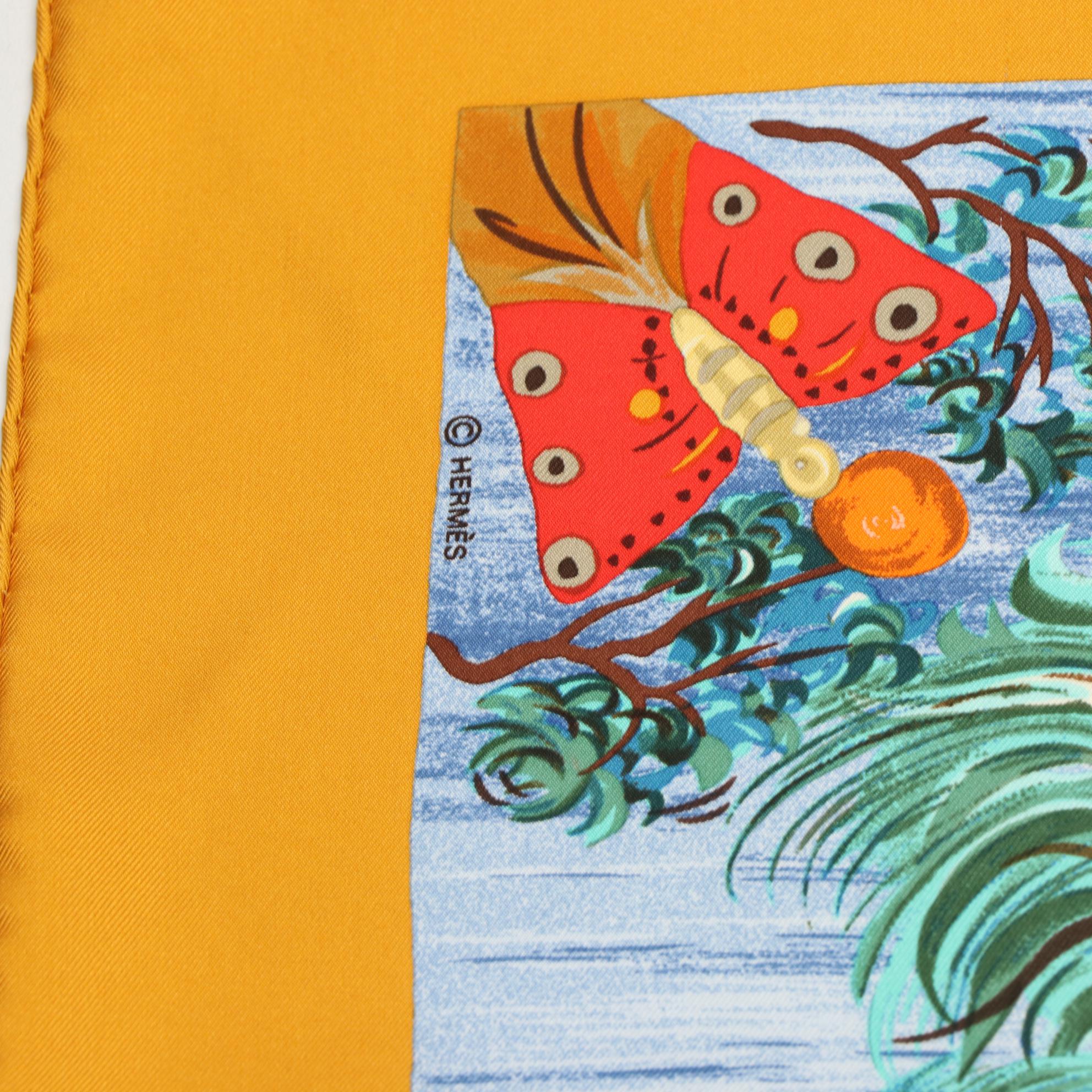 Hermès "Kuggor Tree" Scarf 90 in Silk Twill