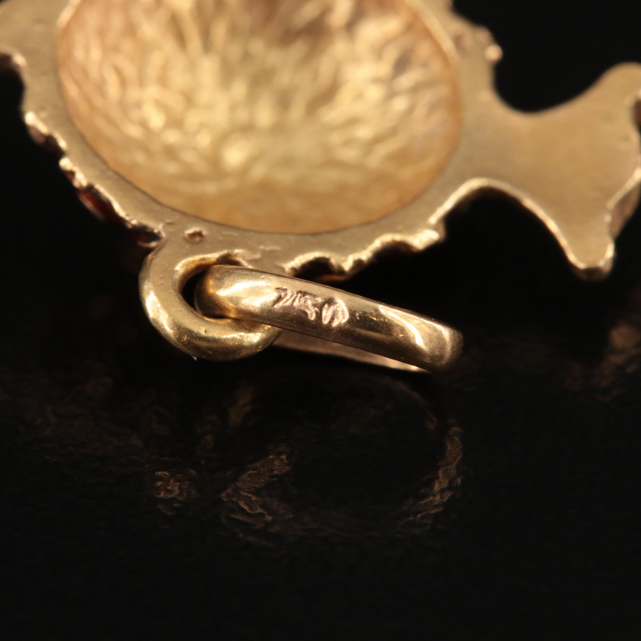 18K Enamel Puffer Fish Pendant