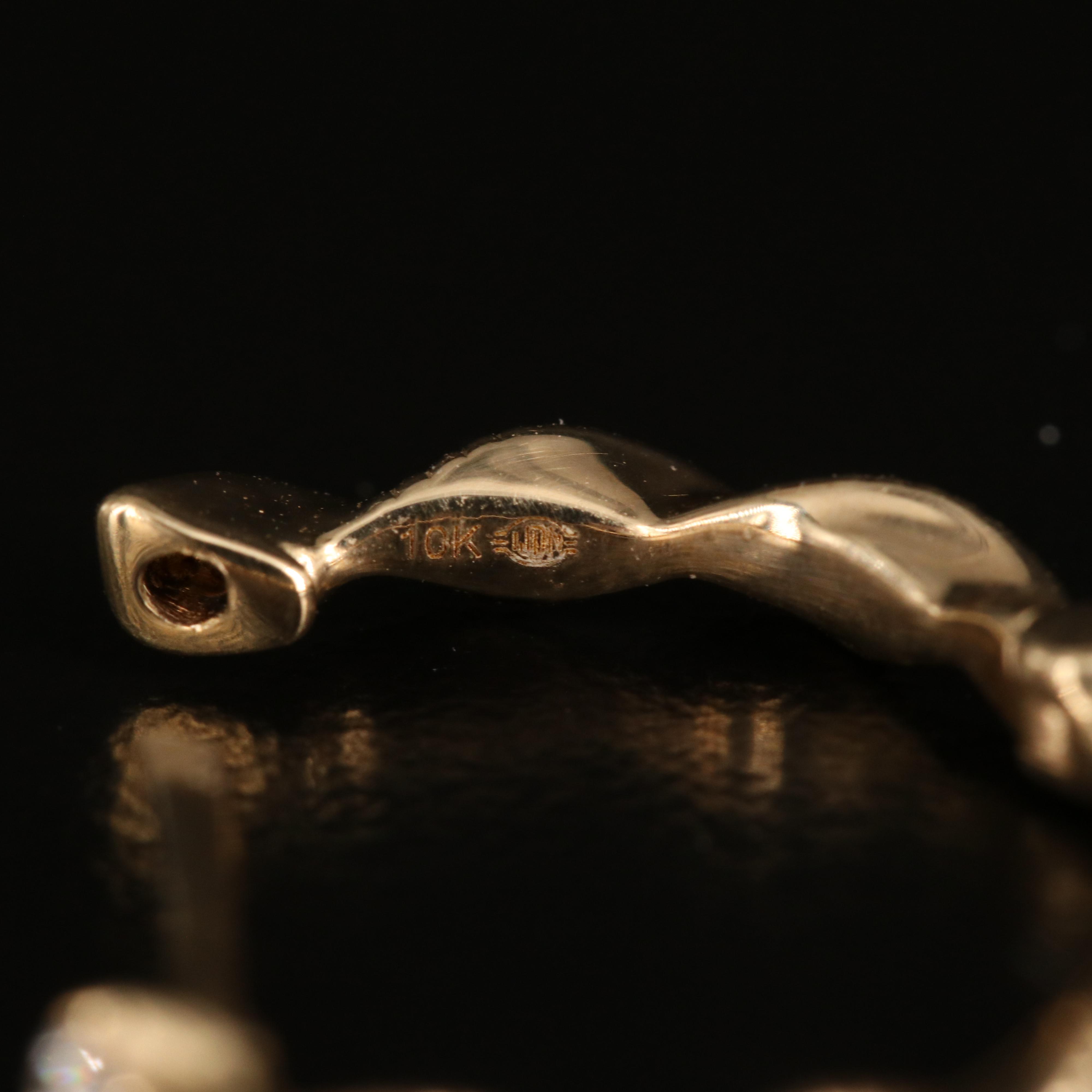 10K 0.10 CTW Diamond Fluted Huggie Hoop Earrings