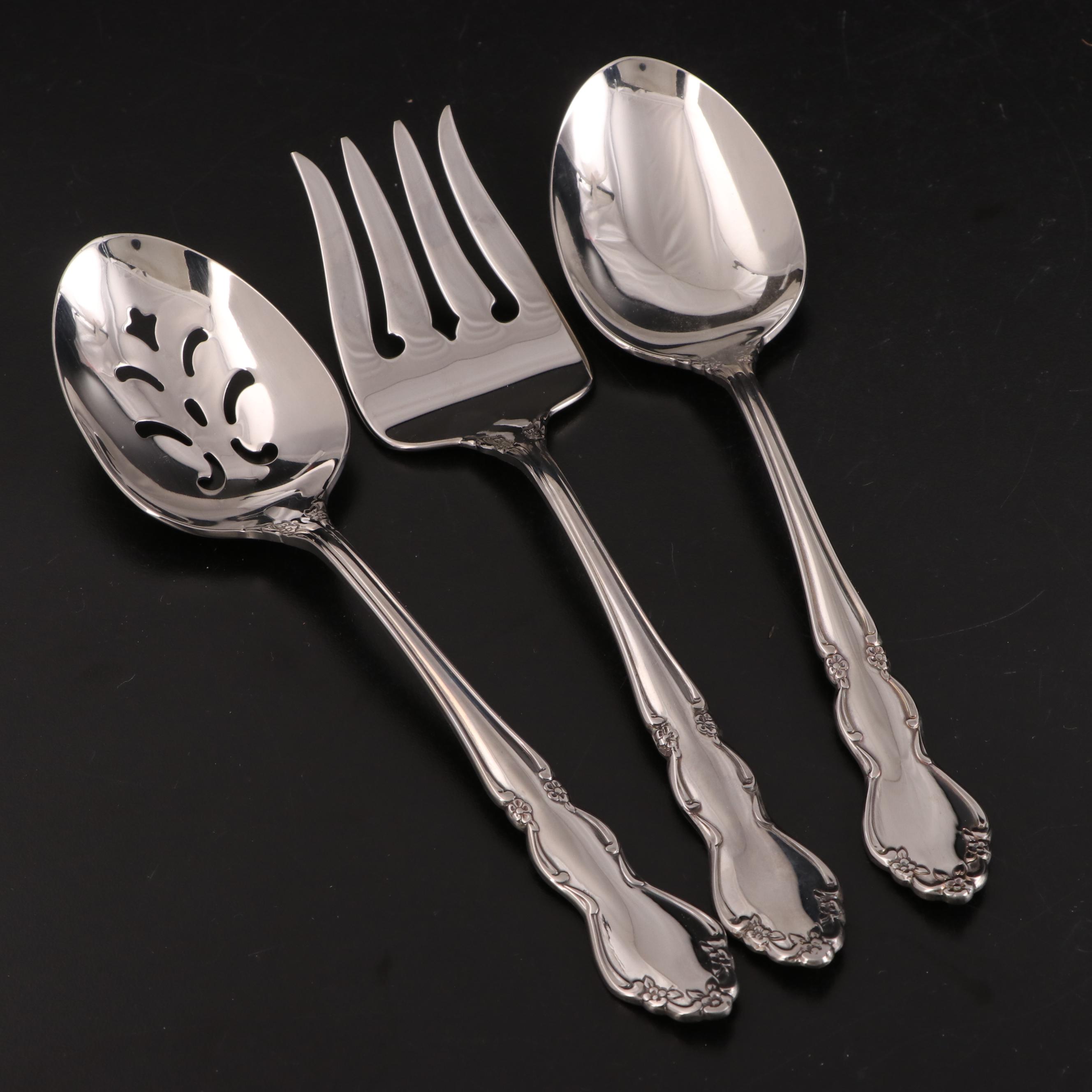 Oneida "Mansfield" Stainless Flatware in Mahogany Case, Late 20th Century