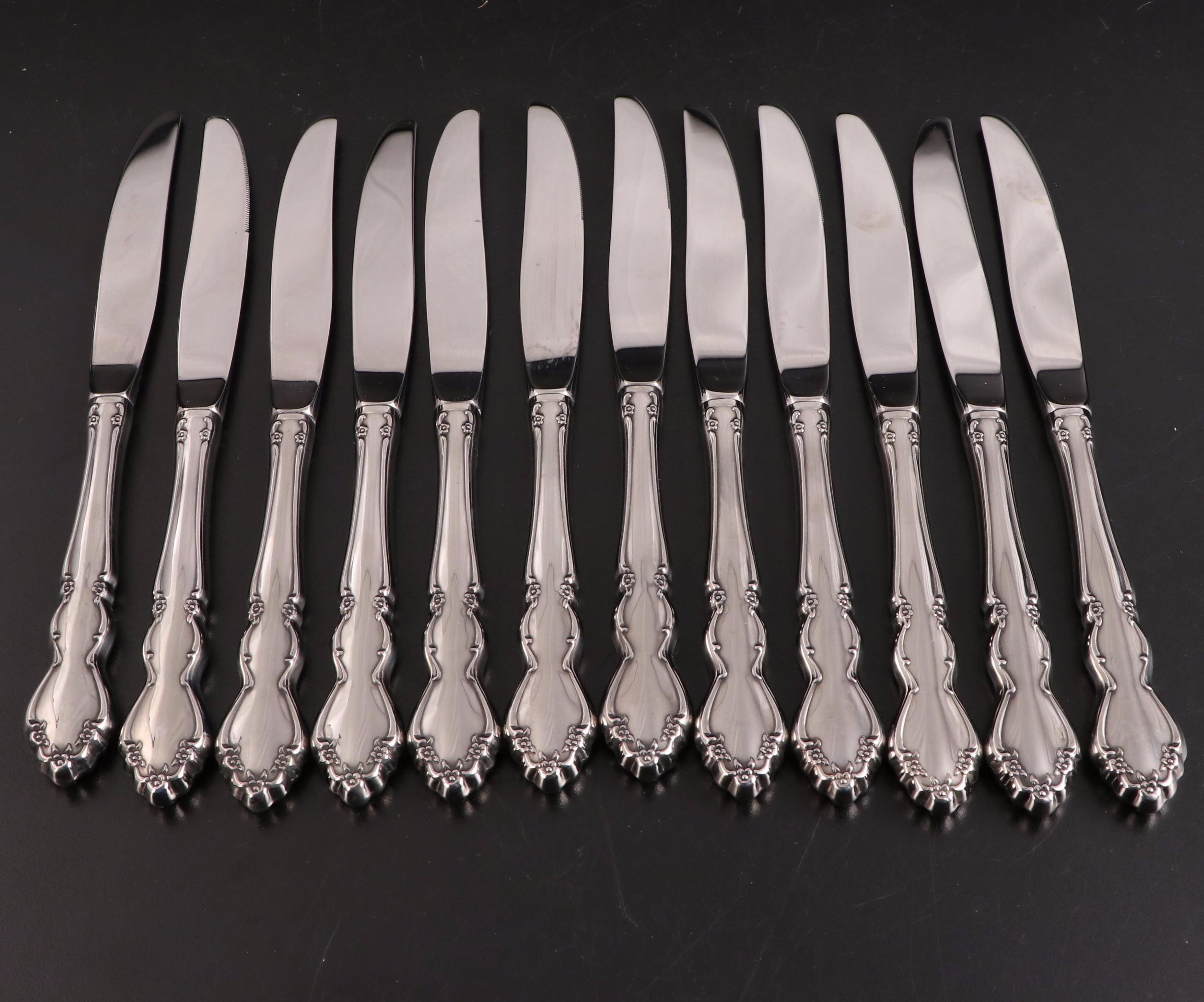 Oneida "Mansfield" Stainless Flatware in Mahogany Case, Late 20th Century