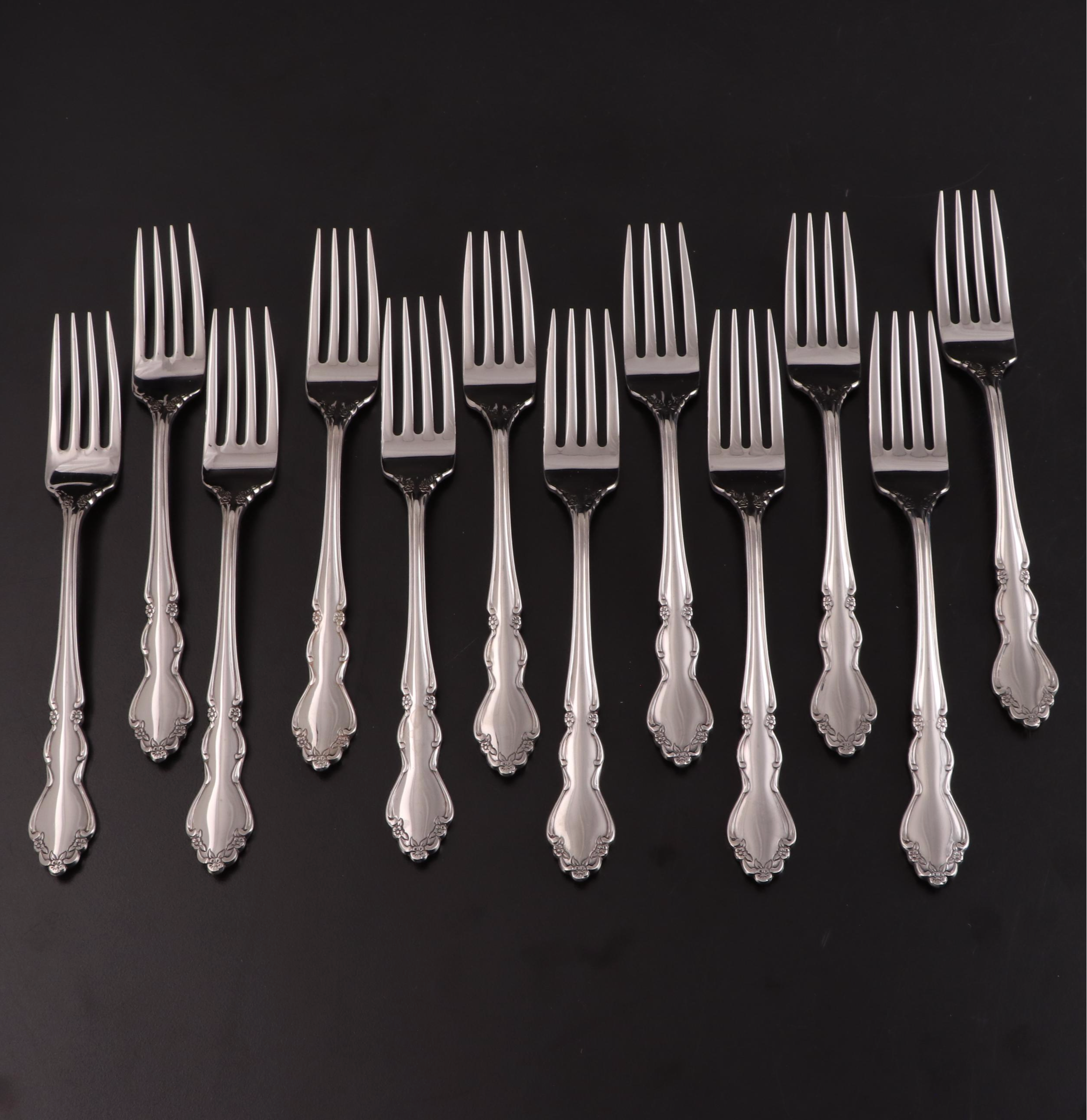 Oneida "Mansfield" Stainless Flatware in Mahogany Case, Late 20th Century
