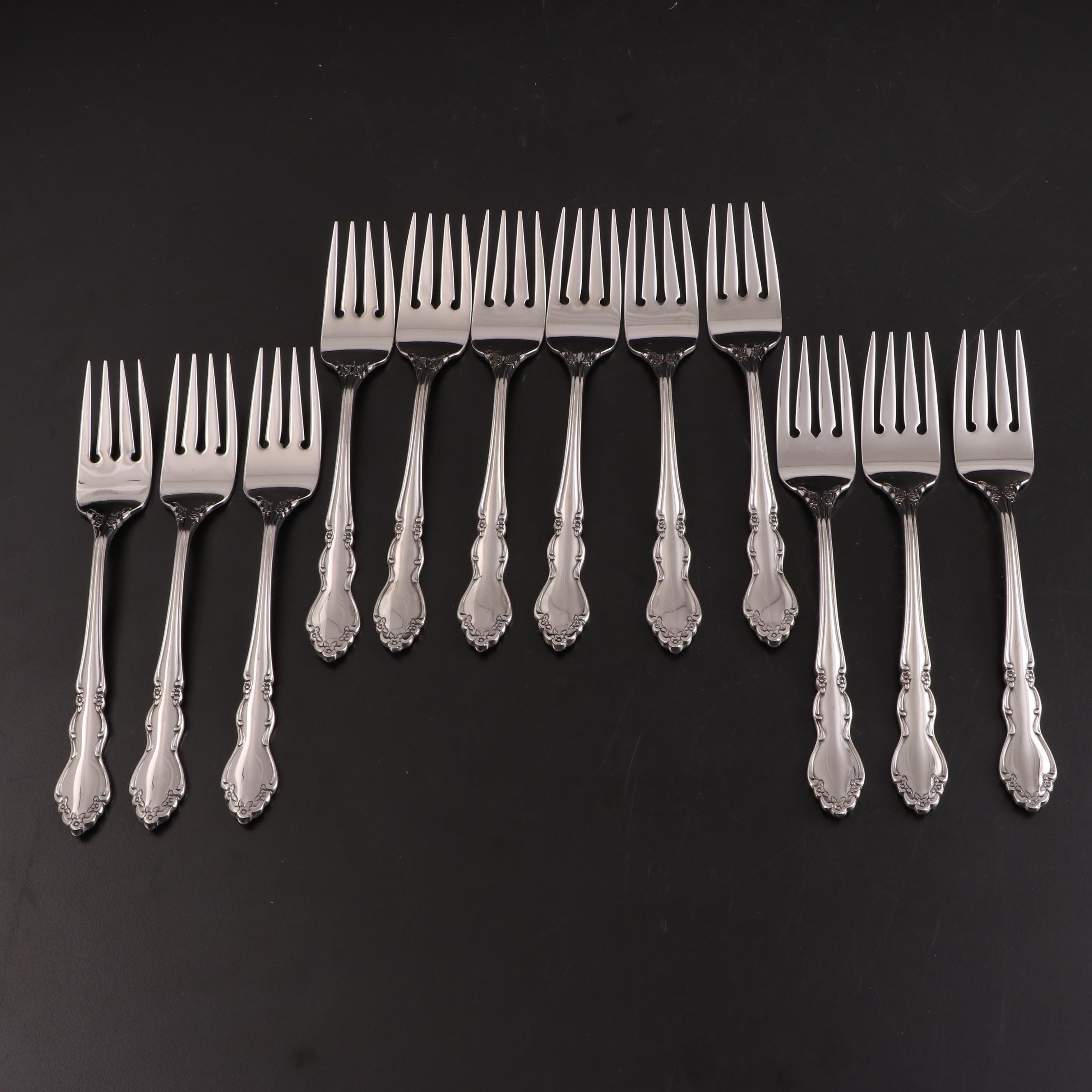 Oneida "Mansfield" Stainless Flatware in Mahogany Case, Late 20th Century