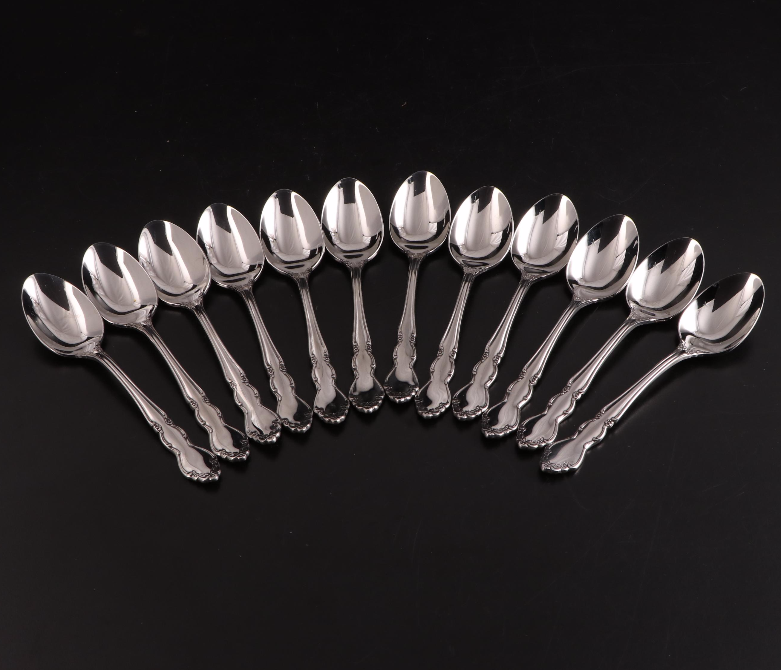 Oneida "Mansfield" Stainless Flatware in Mahogany Case, Late 20th Century