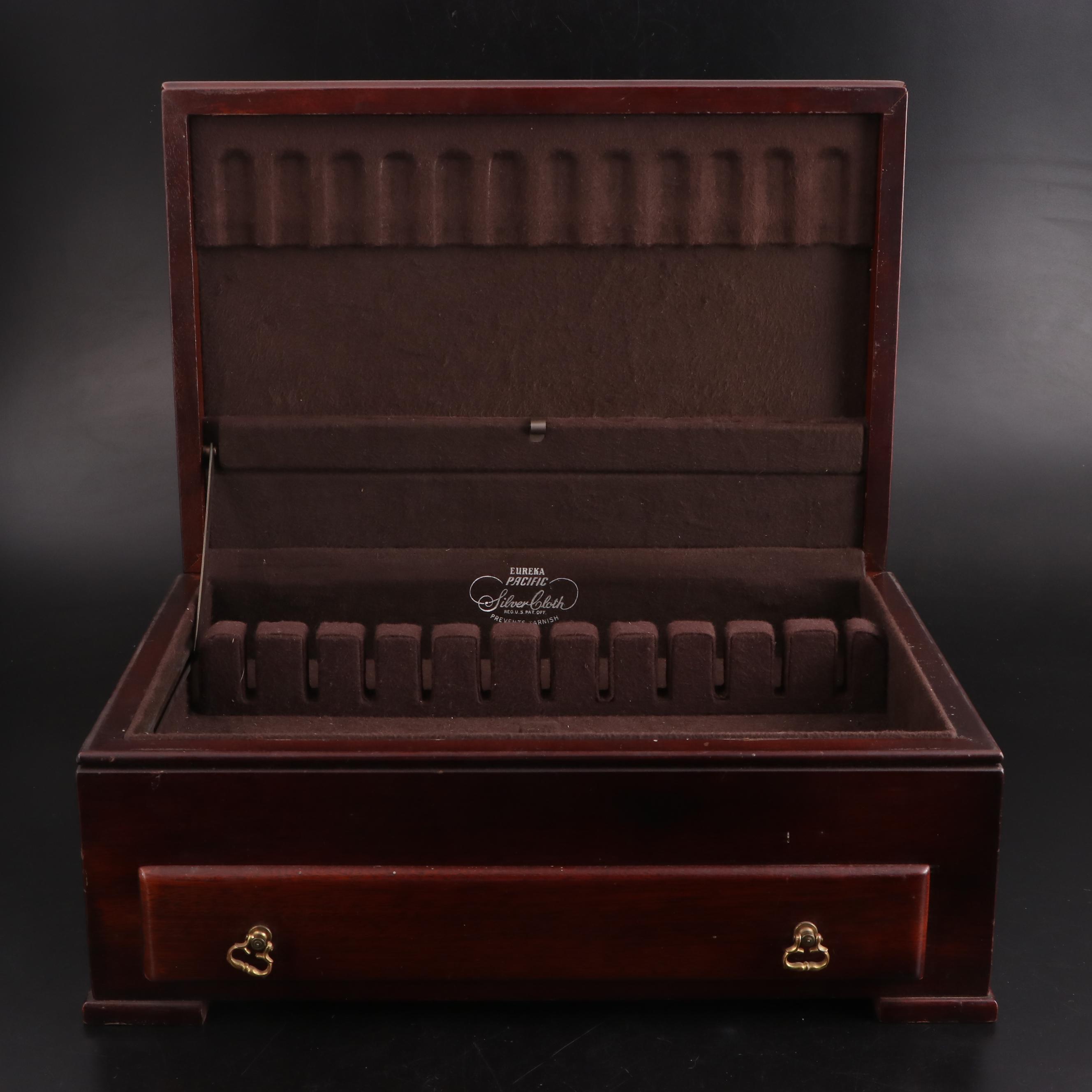 Oneida "Mansfield" Stainless Flatware in Mahogany Case, Late 20th Century