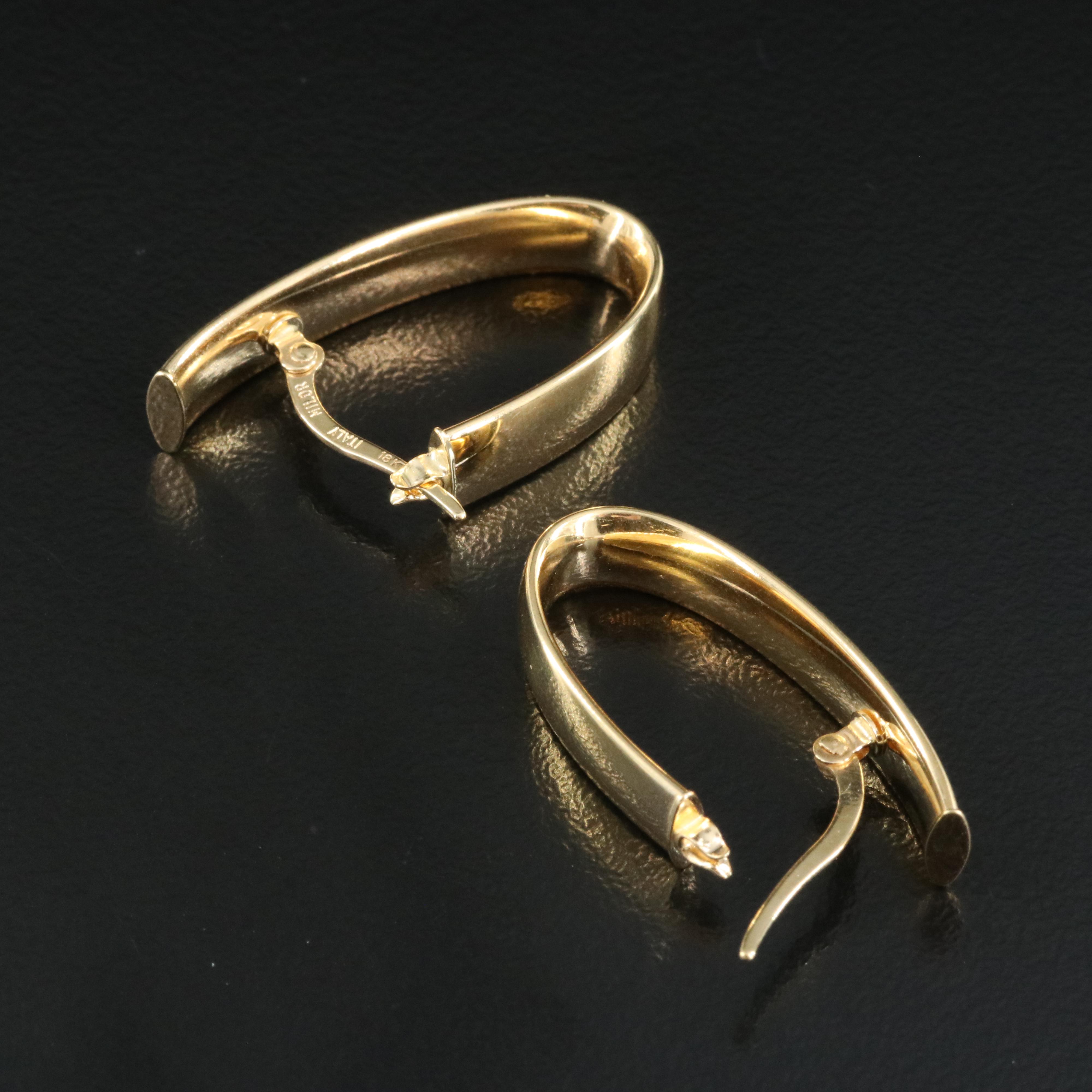 Italian Milor 18K Oval Hoop Earrings