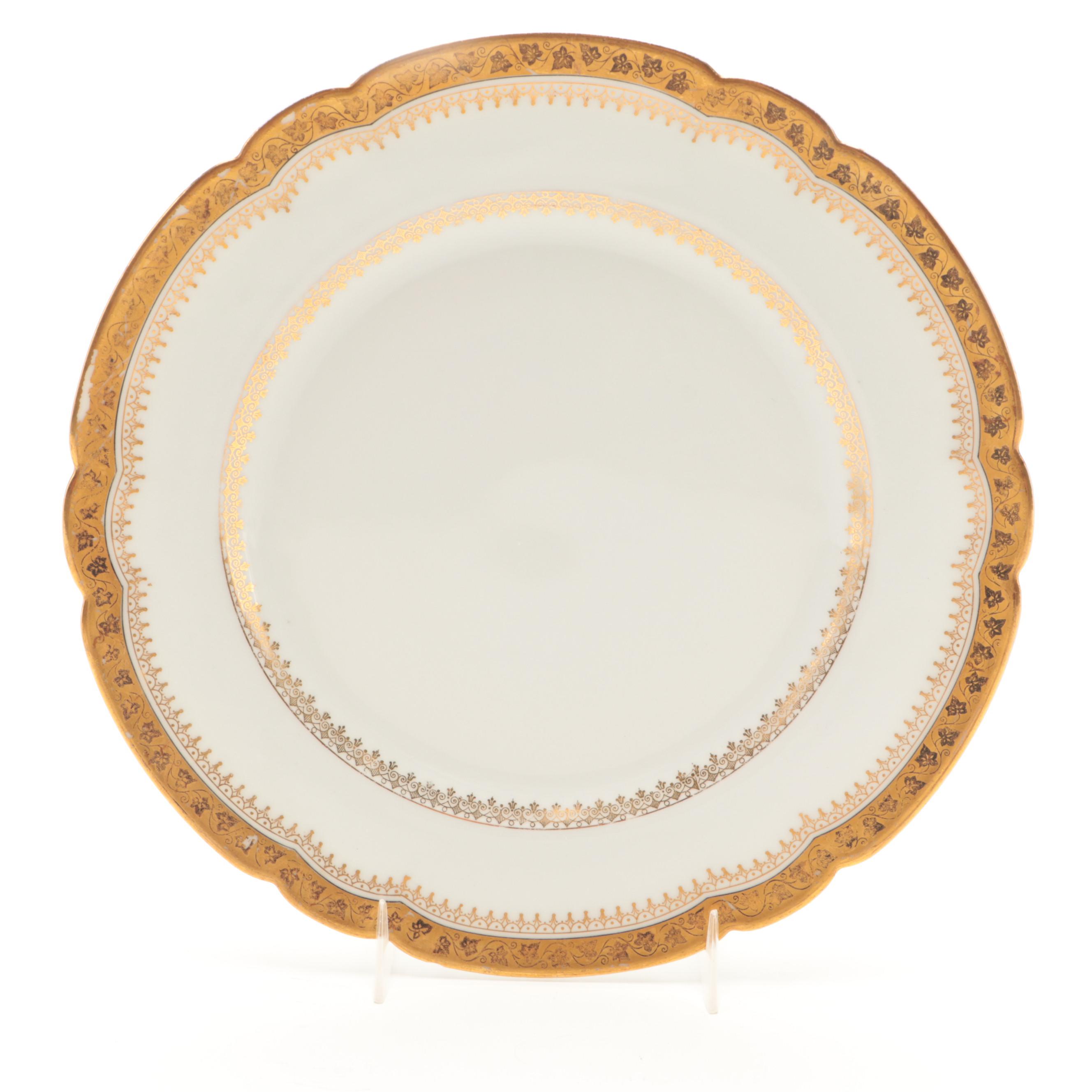 Jullien Fils Ainé Gilt Accented Limoges Porcelain Dessert Plates, Late 19th C.