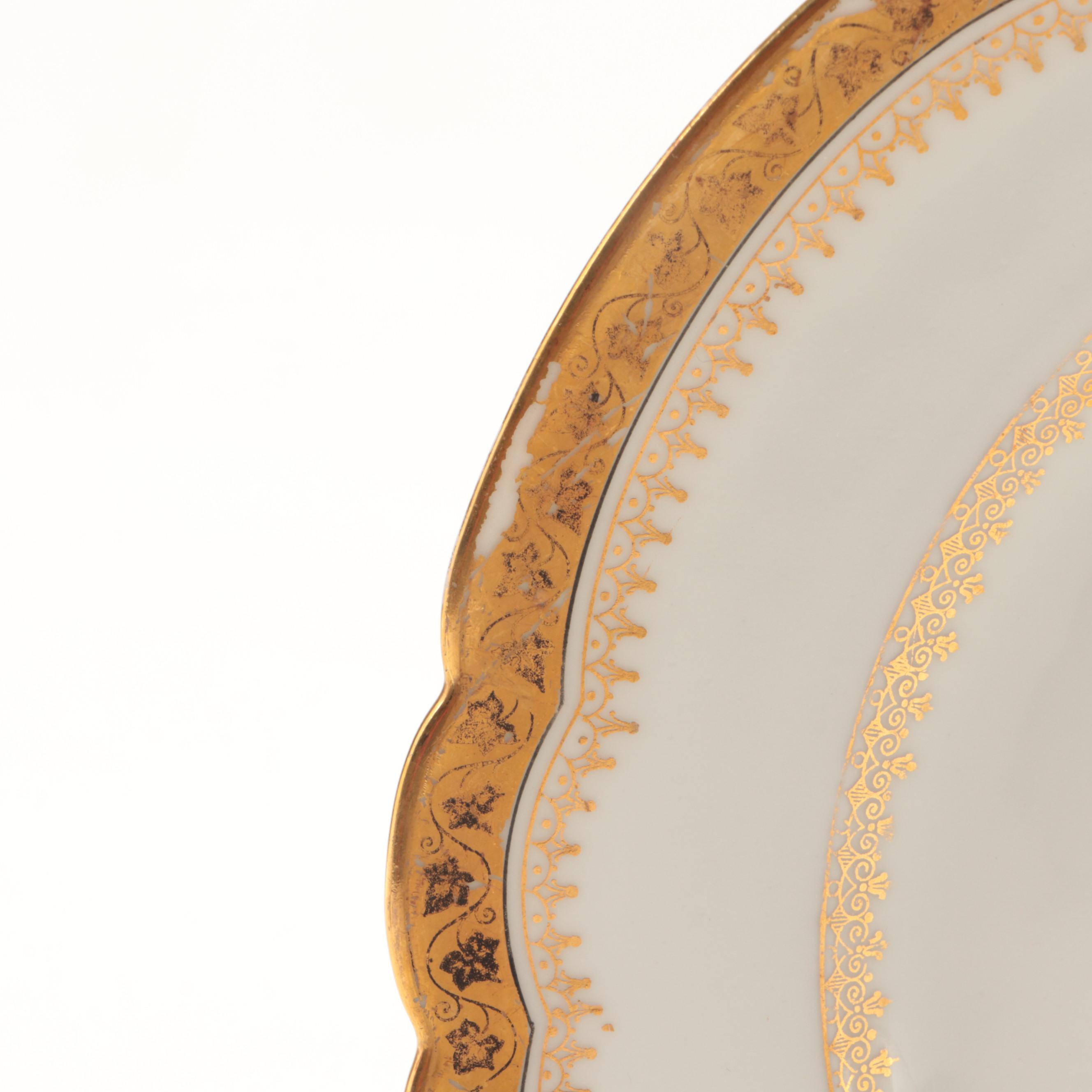 Jullien Fils Ainé Gilt Accented Limoges Porcelain Dessert Plates, Late 19th C.