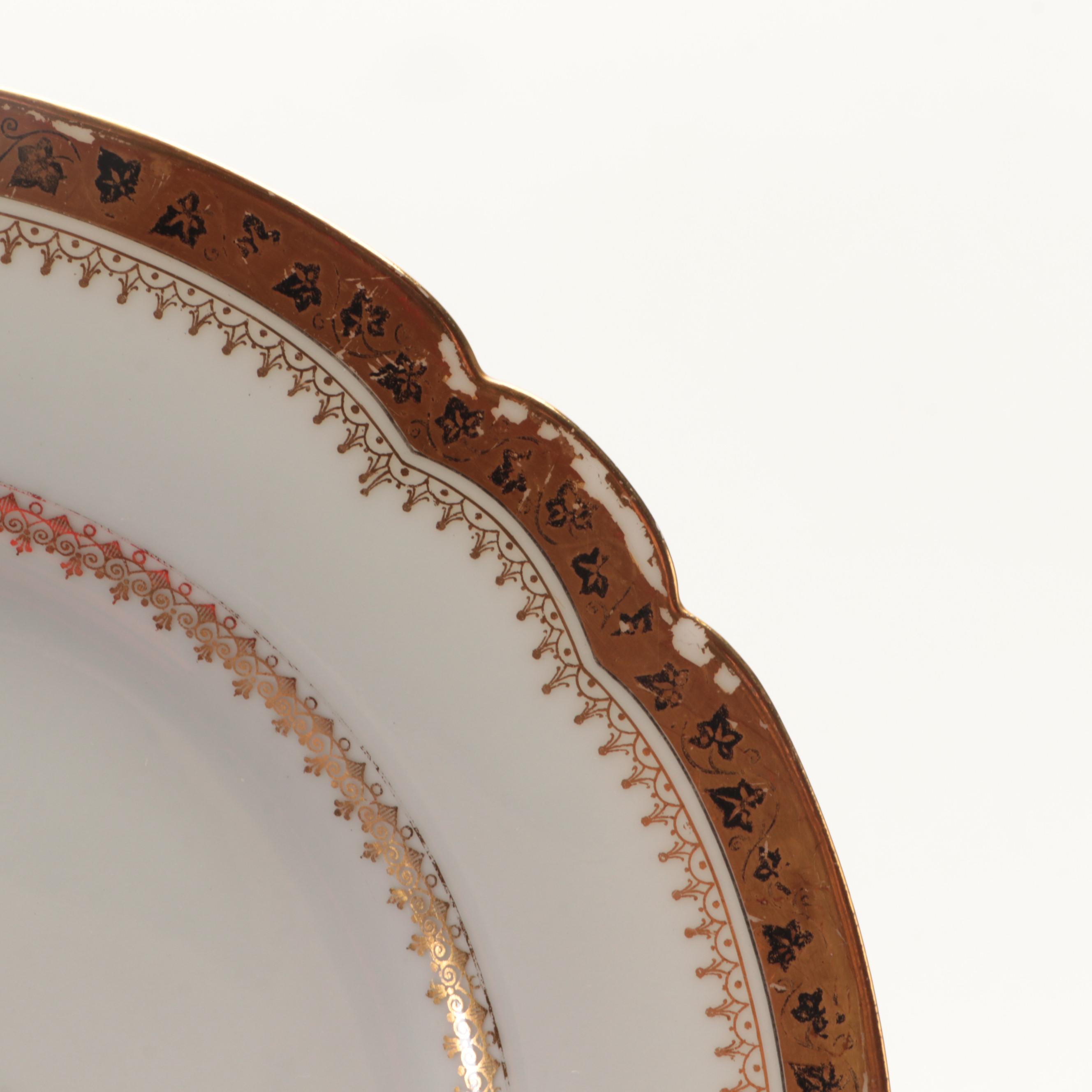 Jullien Fils Ainé Gilt Accented Limoges Porcelain Dessert Plates, Late 19th C.