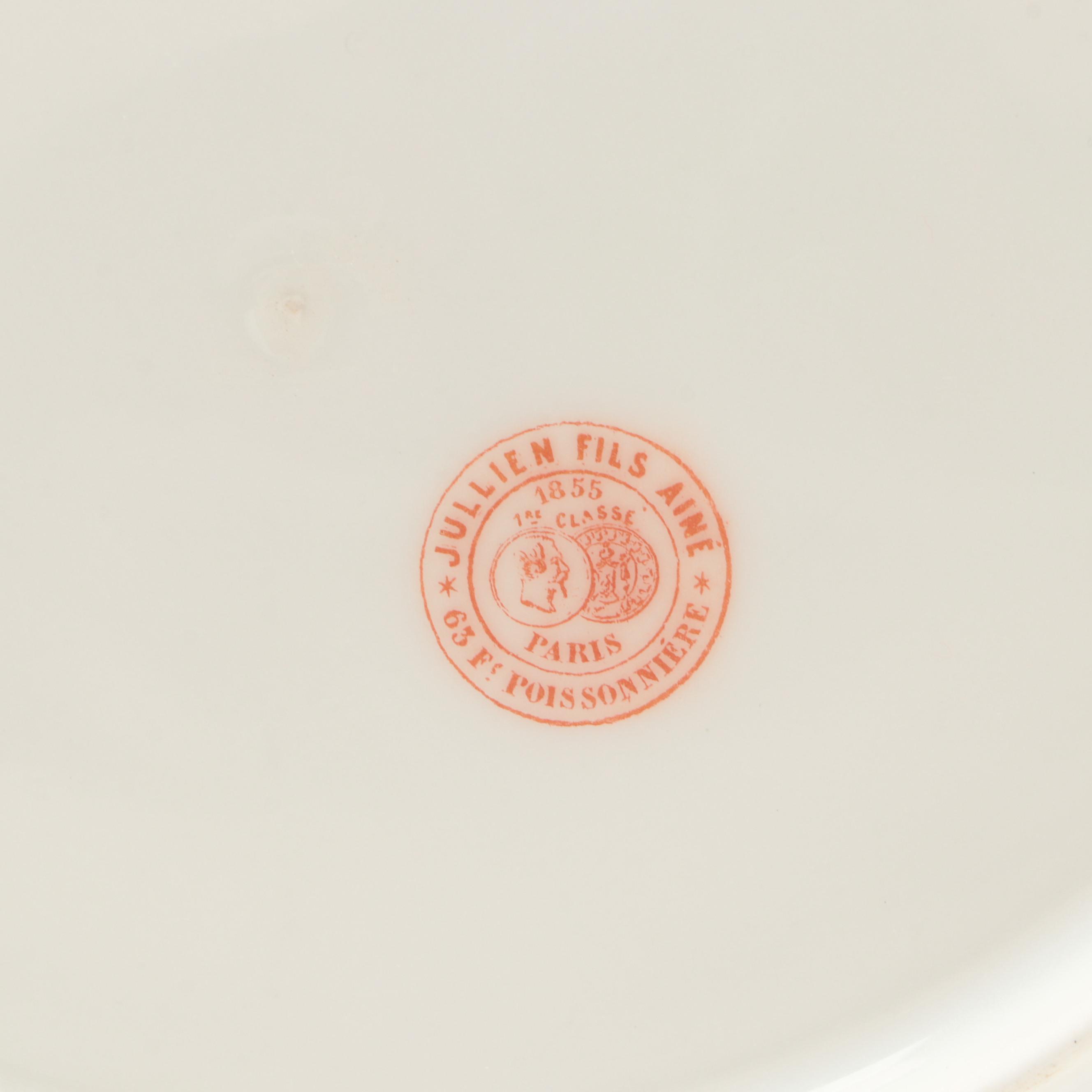 Jullien Fils Ainé Gilt Accented Limoges Porcelain Dessert Plates, Late 19th C.