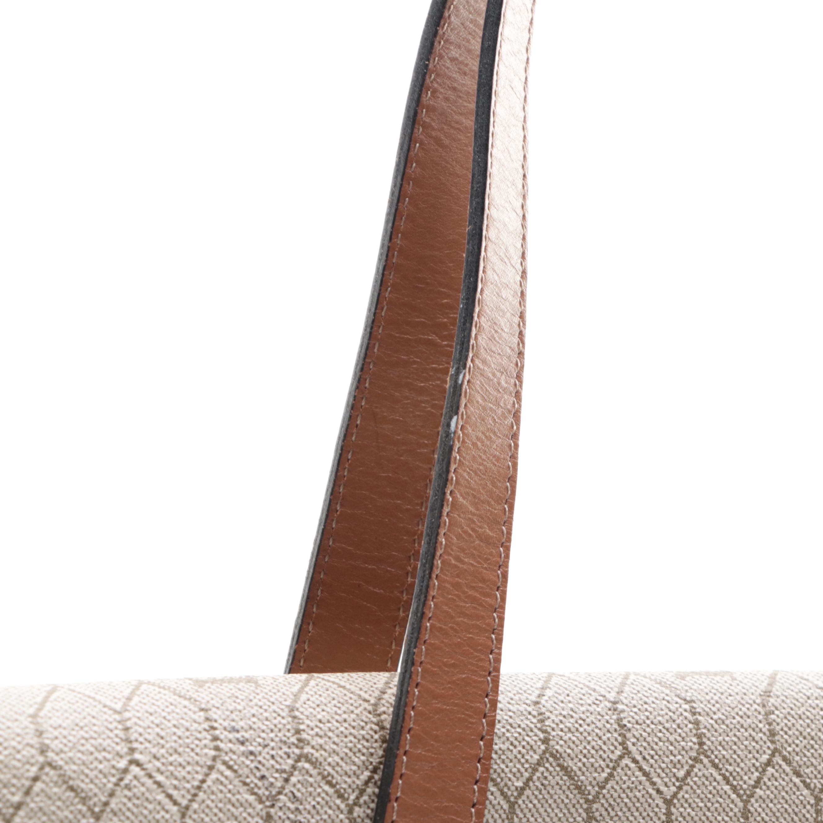 Christian Dior Small Shoulder Bag in Honeycomb Coated Canvas/Brown Leather