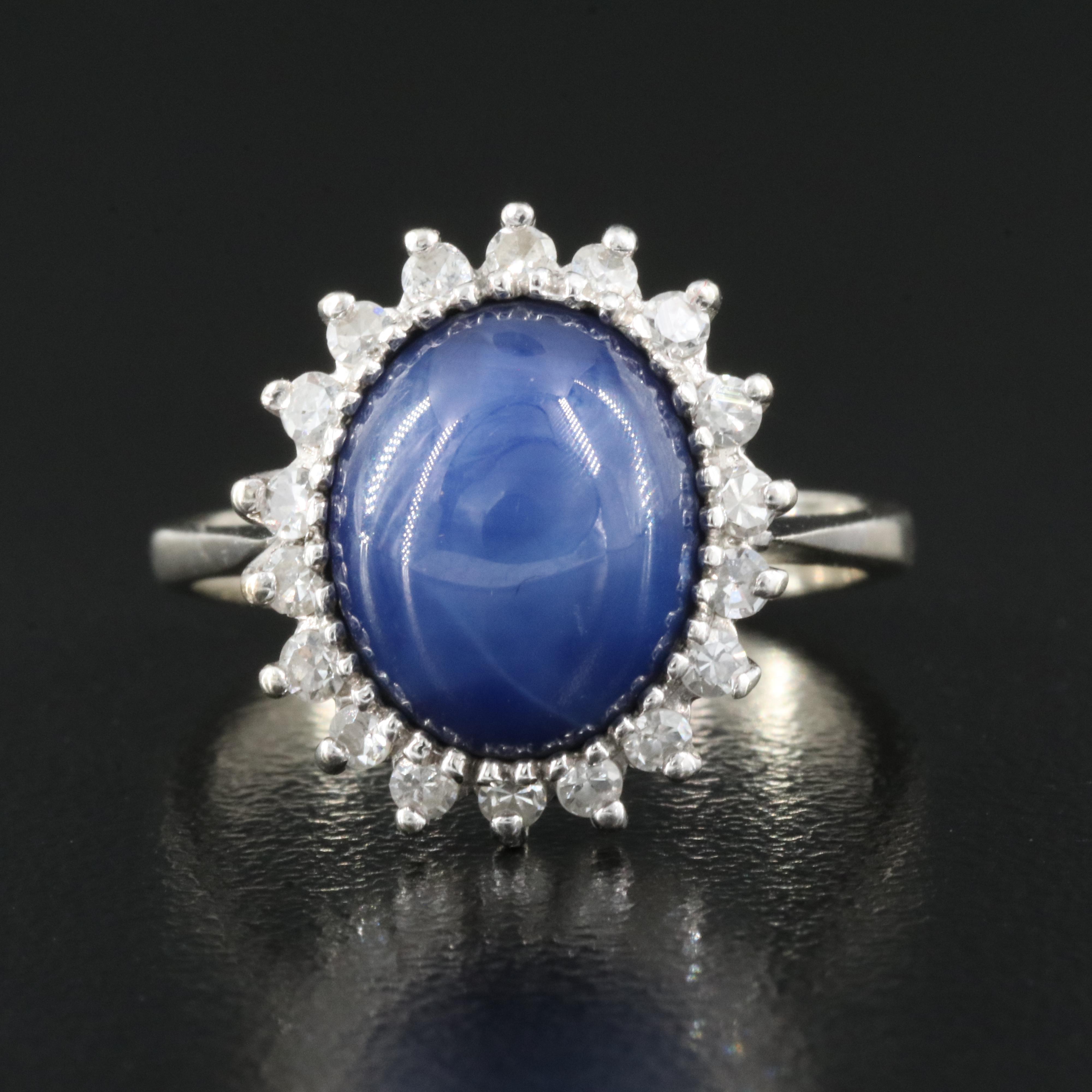 14K Star Sapphire and Diamond Ring